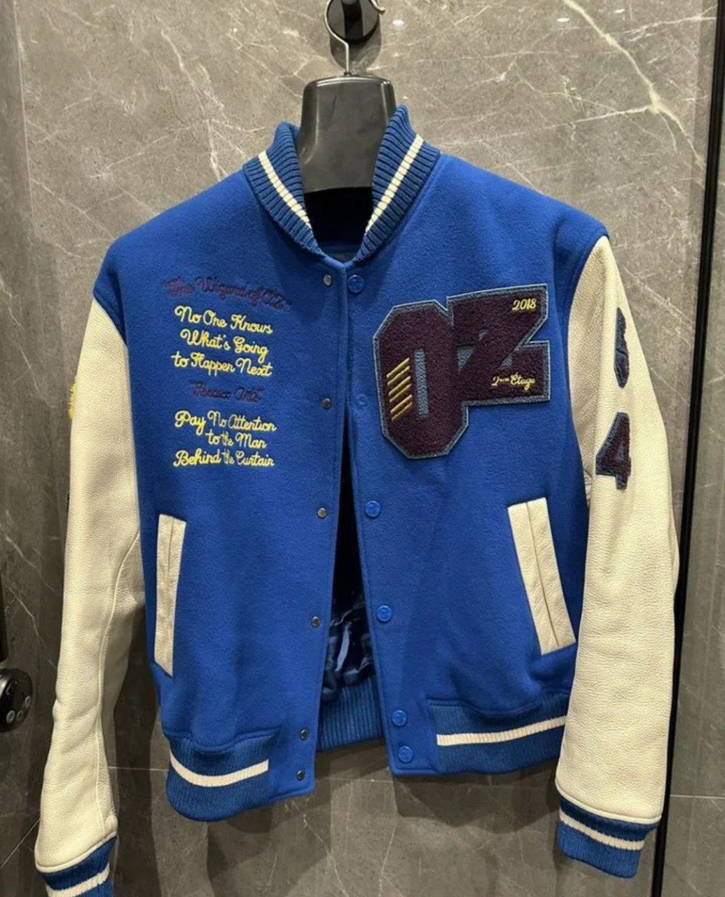 Louis Vuitton × Virgil Abloh Louis Vuitton White Leather Varsity Jacket |  Grailed