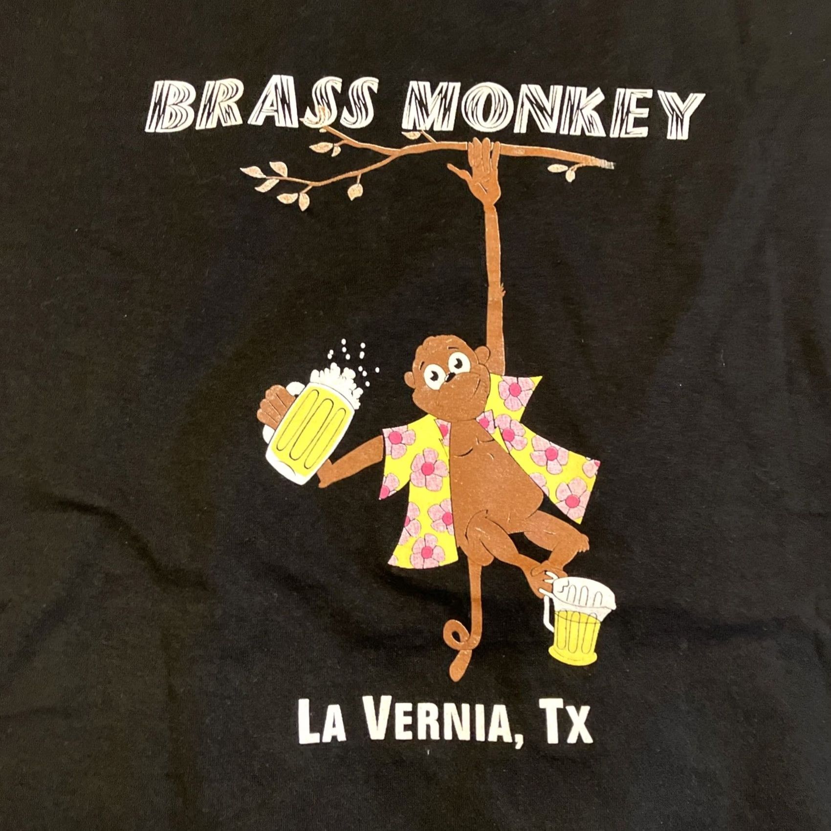 Fruit Of The Loom VINTAGE BRASS MONKEY T-Shirt XL Double-Sided Black Mens Graphic Print LA VERNIA, TX RARE NWOT Size US XL / EU 56 / 4 - 5 Thumbnail