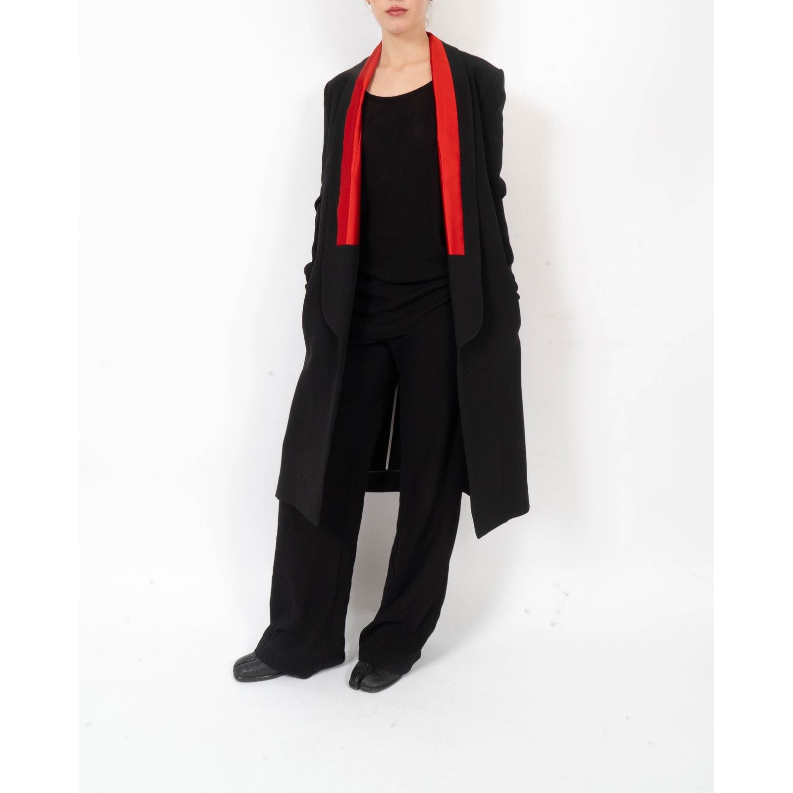 Haider Ackermann SS17 Overcoat in Black Wool with Red Contrast Collar Size XS / US 0-2 / IT 36-38 - 6 Thumbnail