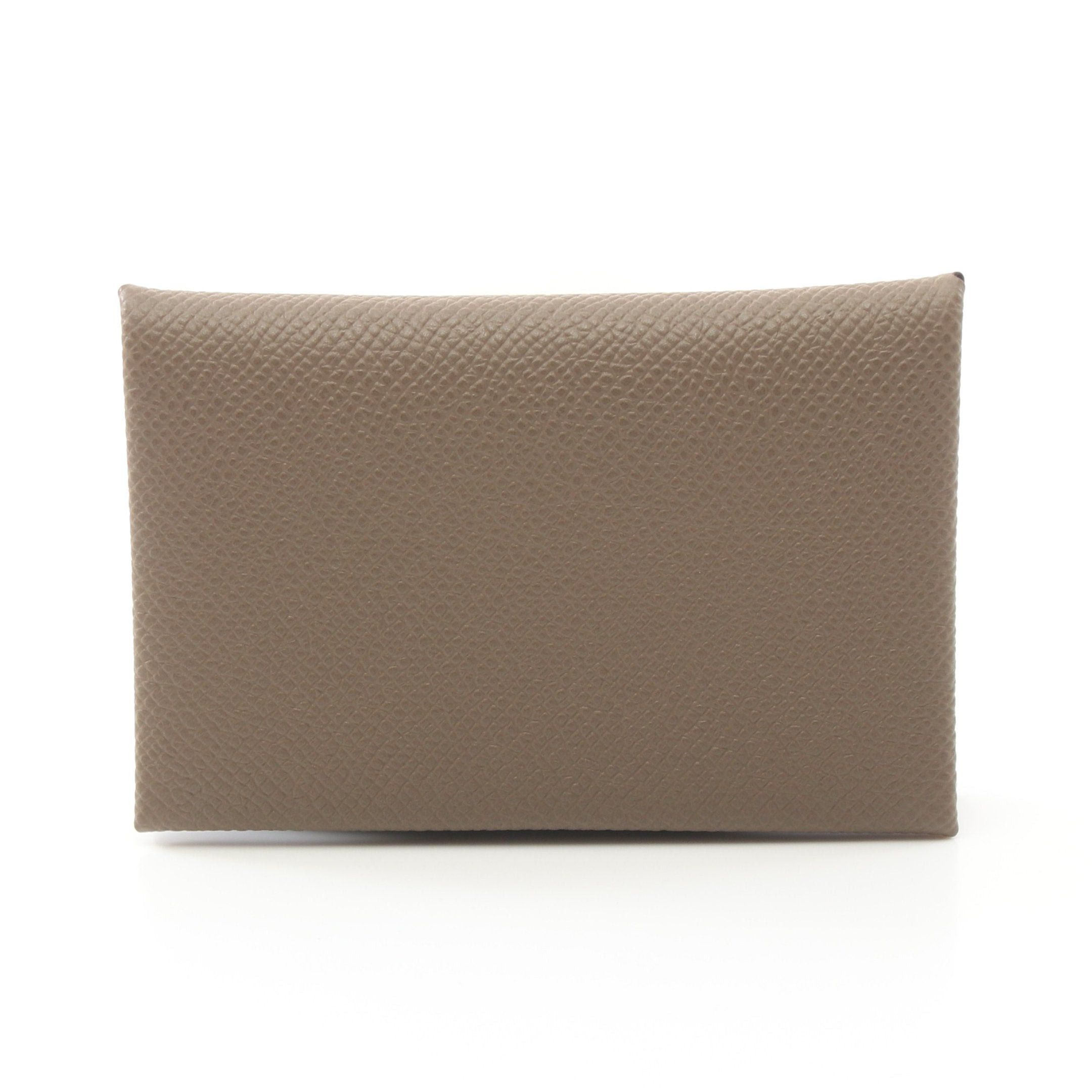 Hermes Hermes Calvi Etoupe Coin Purse Veau Epsom Gray Brown Silver Hardware Double Engraved Size ONE SIZE - 1 Thumbnail