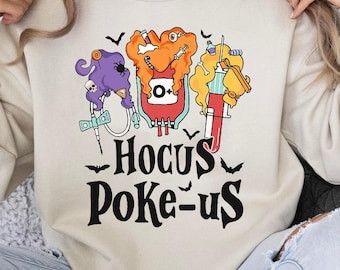 Designer Hocus Poke-us Witch Nurse Halloween Sweatshirt Size M / US 6-8 / IT 42-44 - 4 Thumbnail