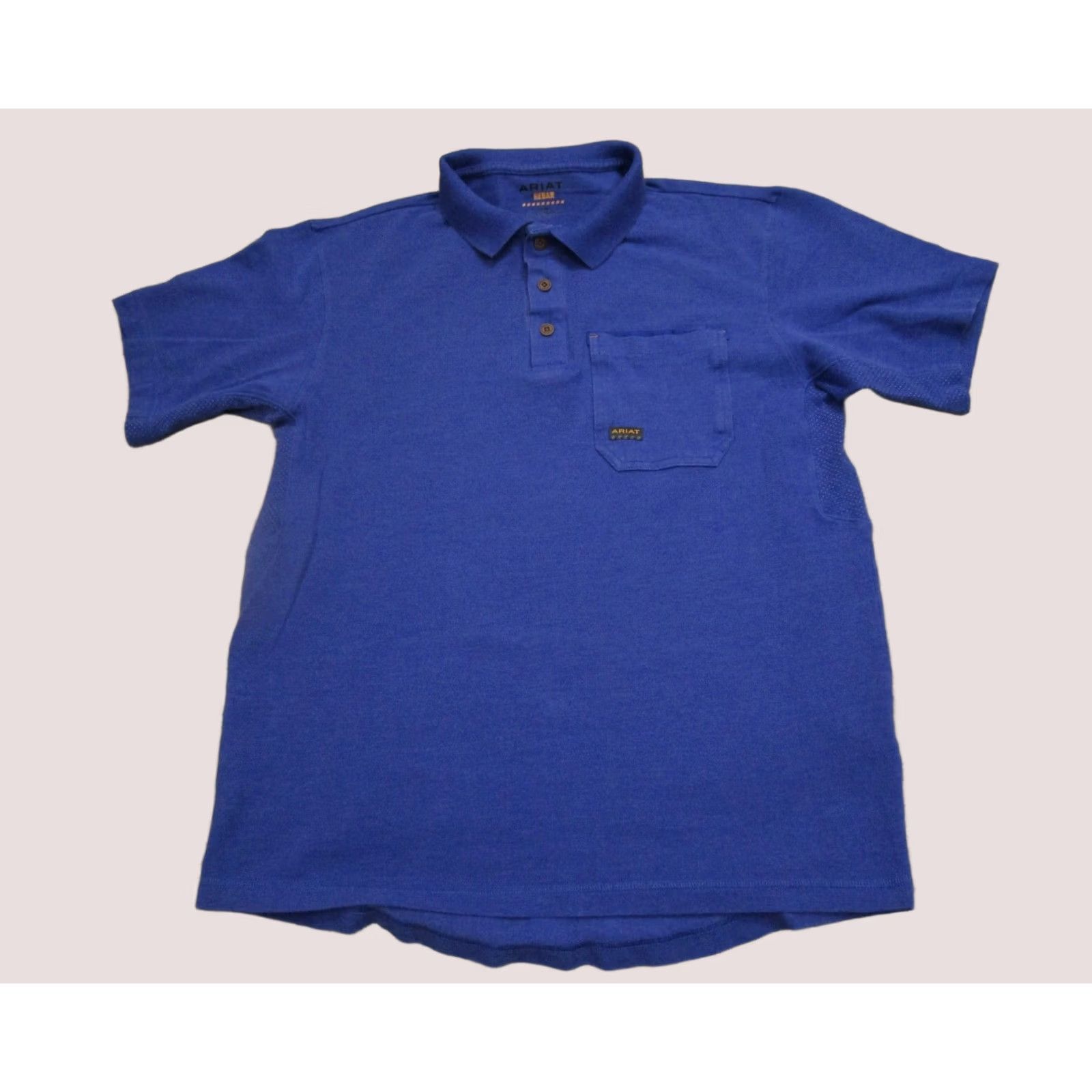 Ariat Ariat Polo Shirt Men Medium Blue Rebar Short Sleeve Polo Shirt Polo Casual Cowboy Outdoor Shirt Mens Blue Polo Size US M / EU 48-50 / 2 - 1 Thumbnail