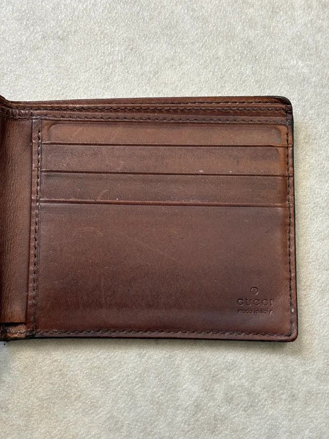 Gucci Gucci Brown Leather Embossed Bifold Wallet Size ONE SIZE - 4 Thumbnail