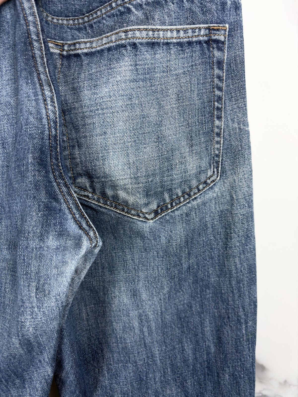 Gucci Gucci Tom Ford Vintage Raw Hem Leather Patch Denim Jeans Size US 30 / EU 46 - 6 Thumbnail