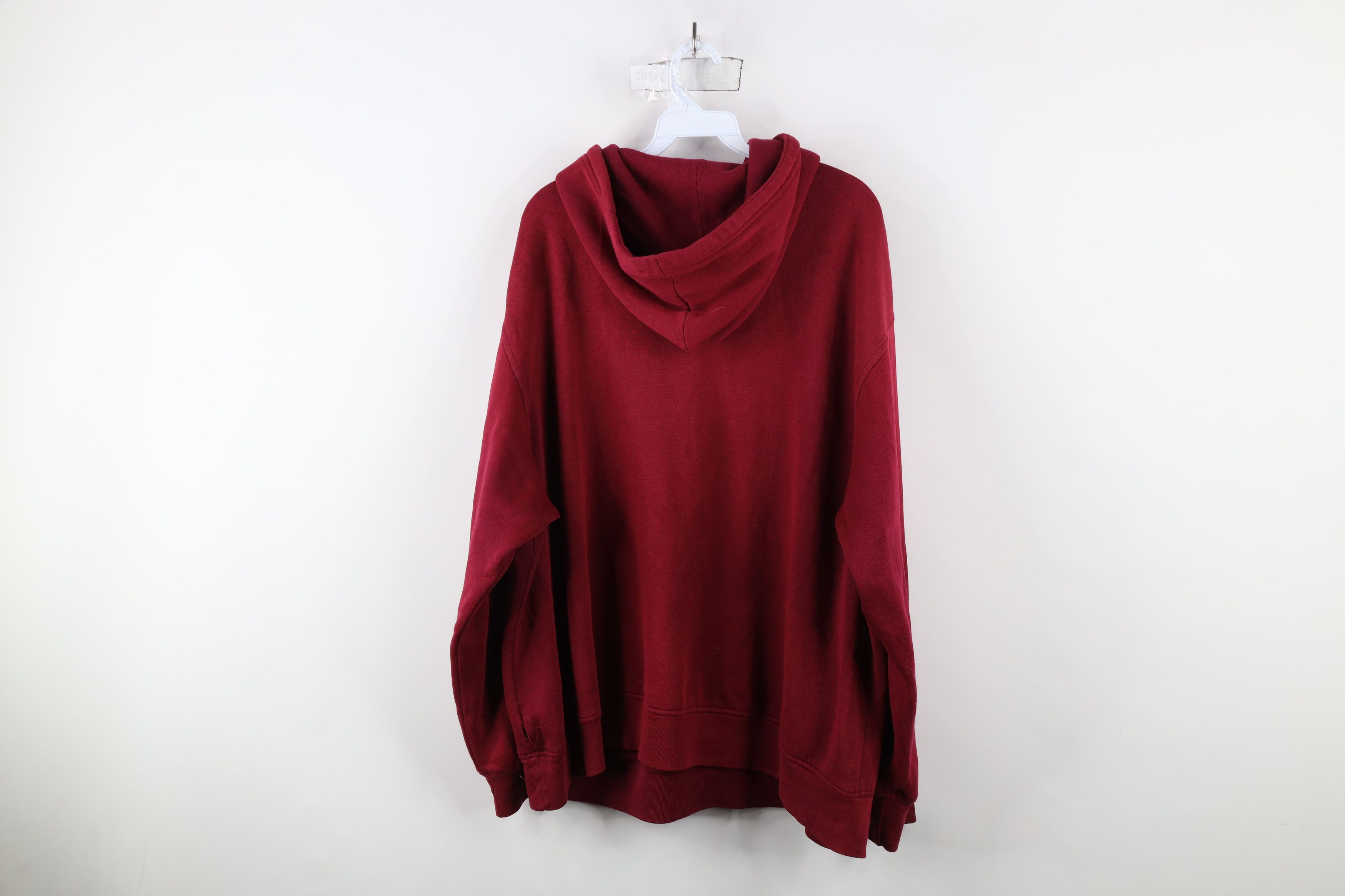 Vintage Vintage 90s Streetwear Blank Hoodie Sweatshirt Red Size US XXL / EU 58 / 5 - 10 Thumbnail
