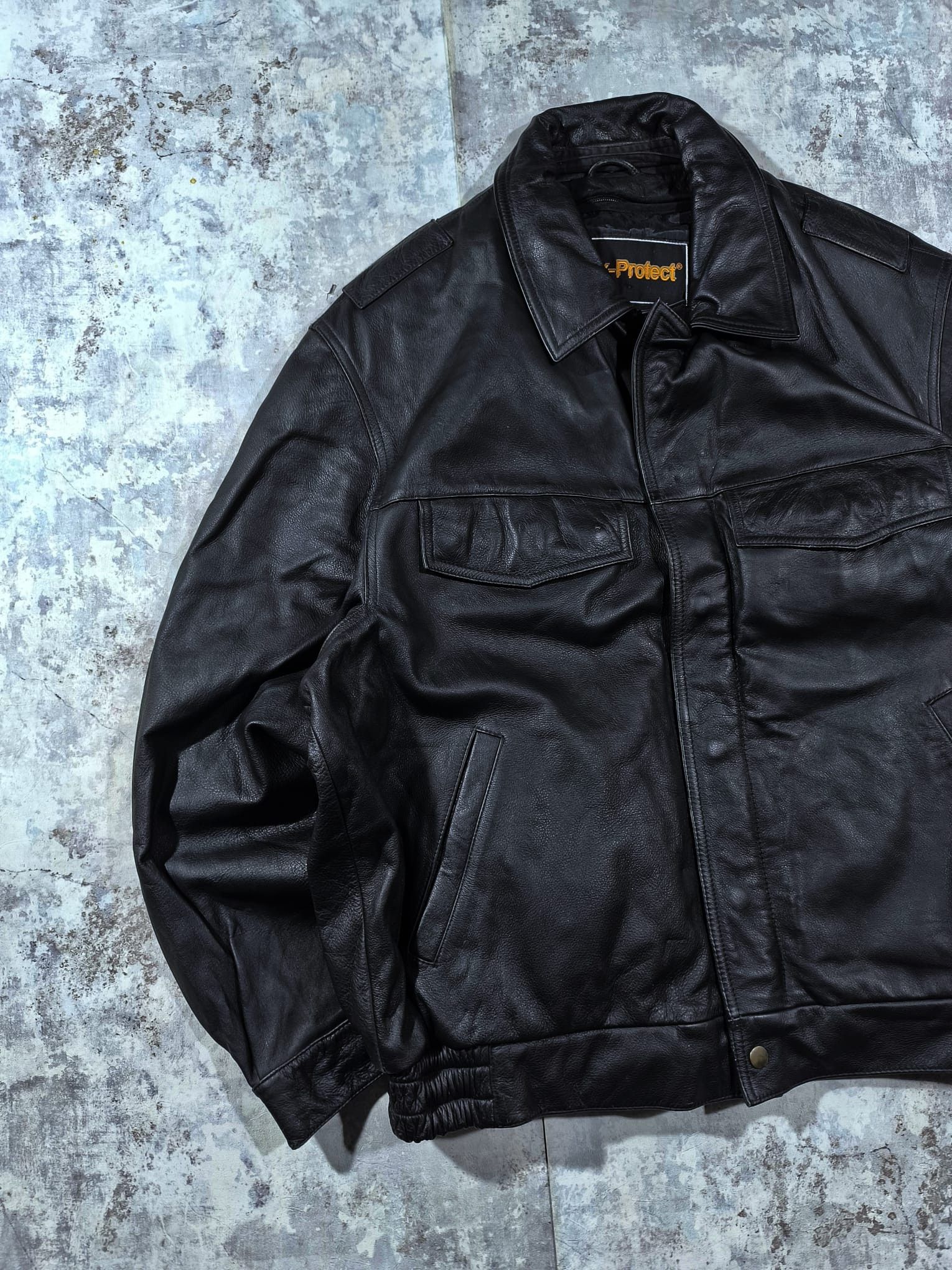 Leather vtg leather bomber jacket moto balenciaga swag Size US XL / EU 56 / 4 - 7 Thumbnail
