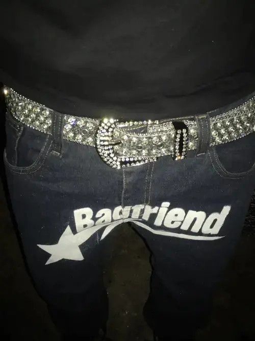 Other Streetwear Belt Shiny Western Style Leather with Rivets Y2K Size ONE SIZE - 2 Thumbnail