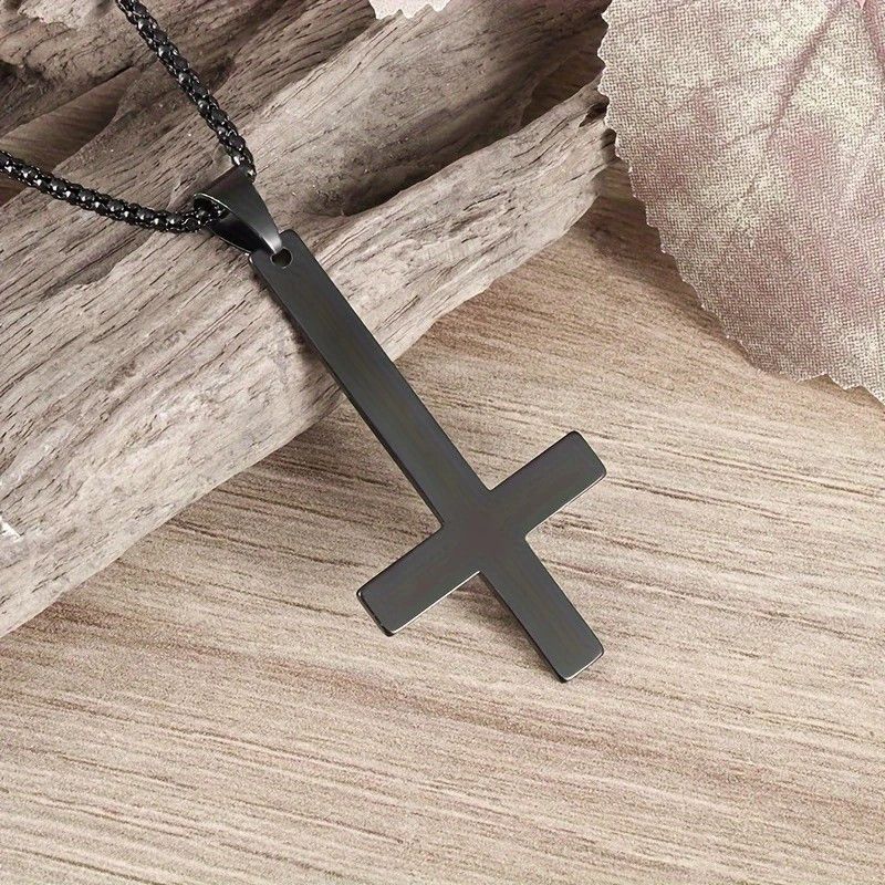 Other Black Saint Peter's Cross Necklace Inverted Stainless Steel Size ONE SIZE - 2 Thumbnail