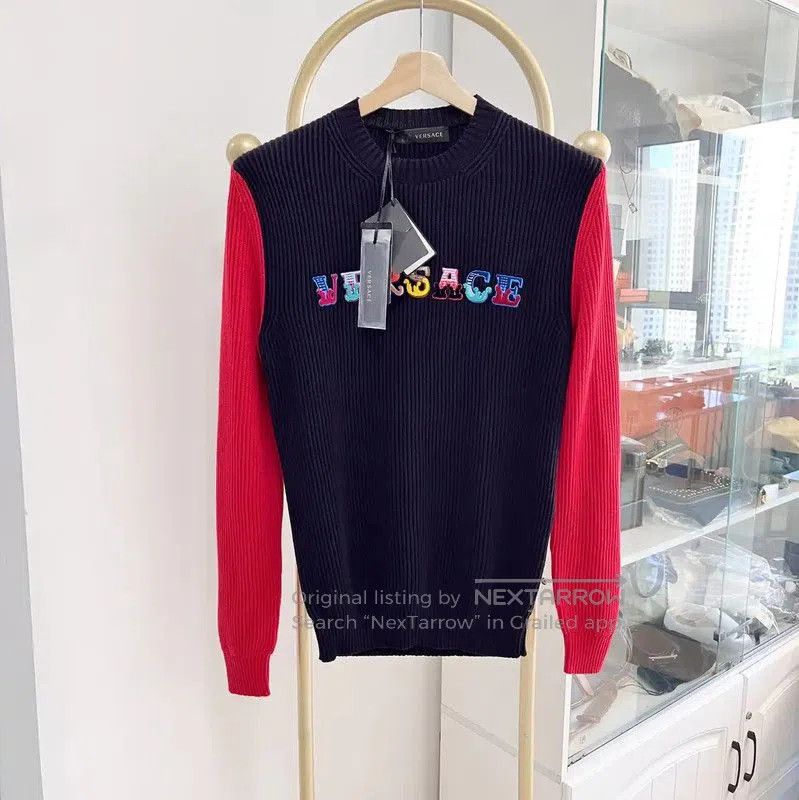 Versace Versace Embroidered Knit Sweater in Deep Blue . Size US XXL / EU 58 / 5 - 1 Thumbnail