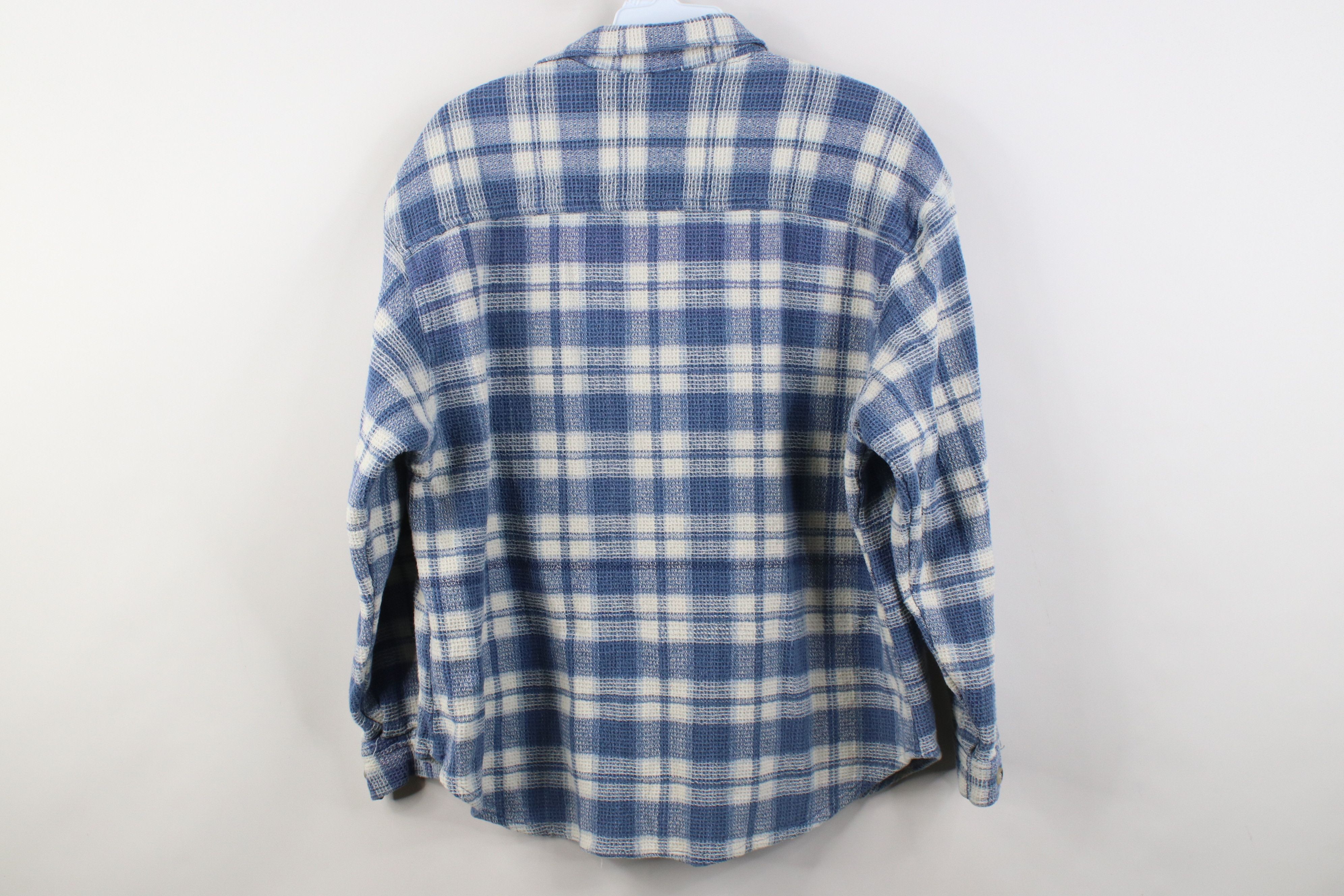 Vintage Vintage 90s Streetwear Knit Collared Button Shirt Plaid Size L / US 10 / IT 46 - 9 Thumbnail