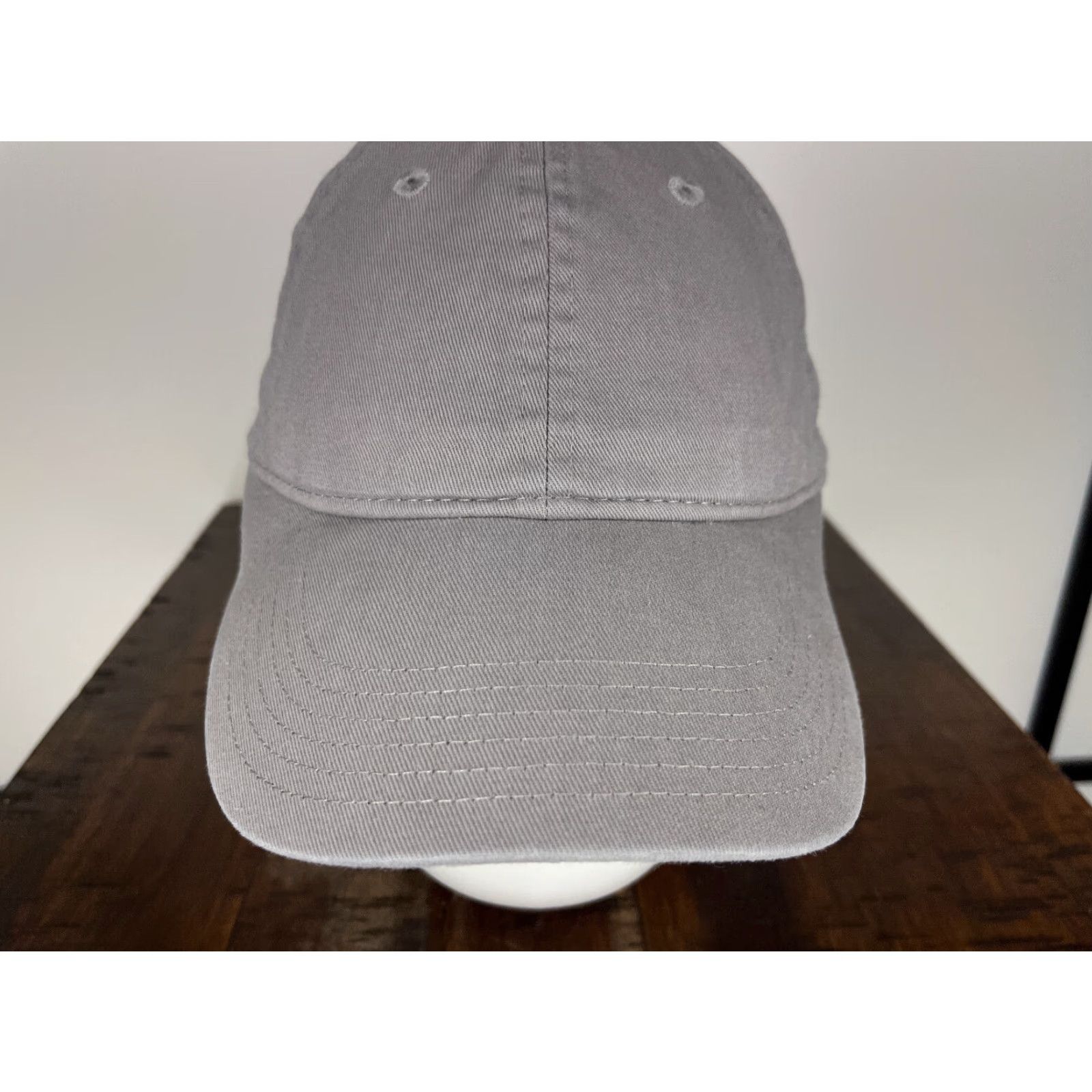 Champion Champion Hat Cap Strap Back Adult One Size Gray Embroidered 100% Cotton Golf Hat Cap Button Back Adjustable Twill Logo Mens Size ONE SIZE - 3 Thumbnail