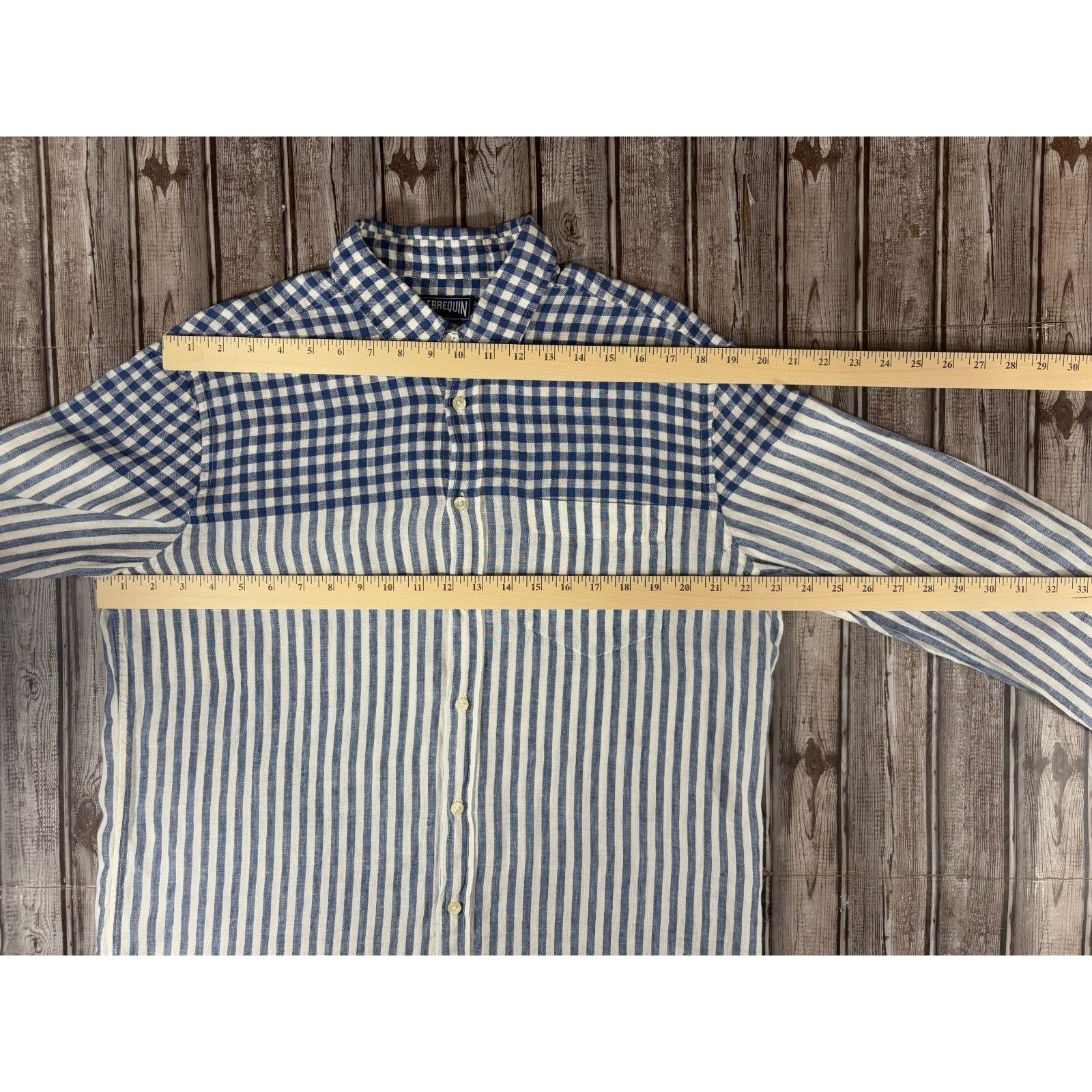 Vilebrequin Vilebrequin 100% Linen Striped Shirt size L color blue ivory Size US L / EU 52-54 / 3 - 4 Thumbnail