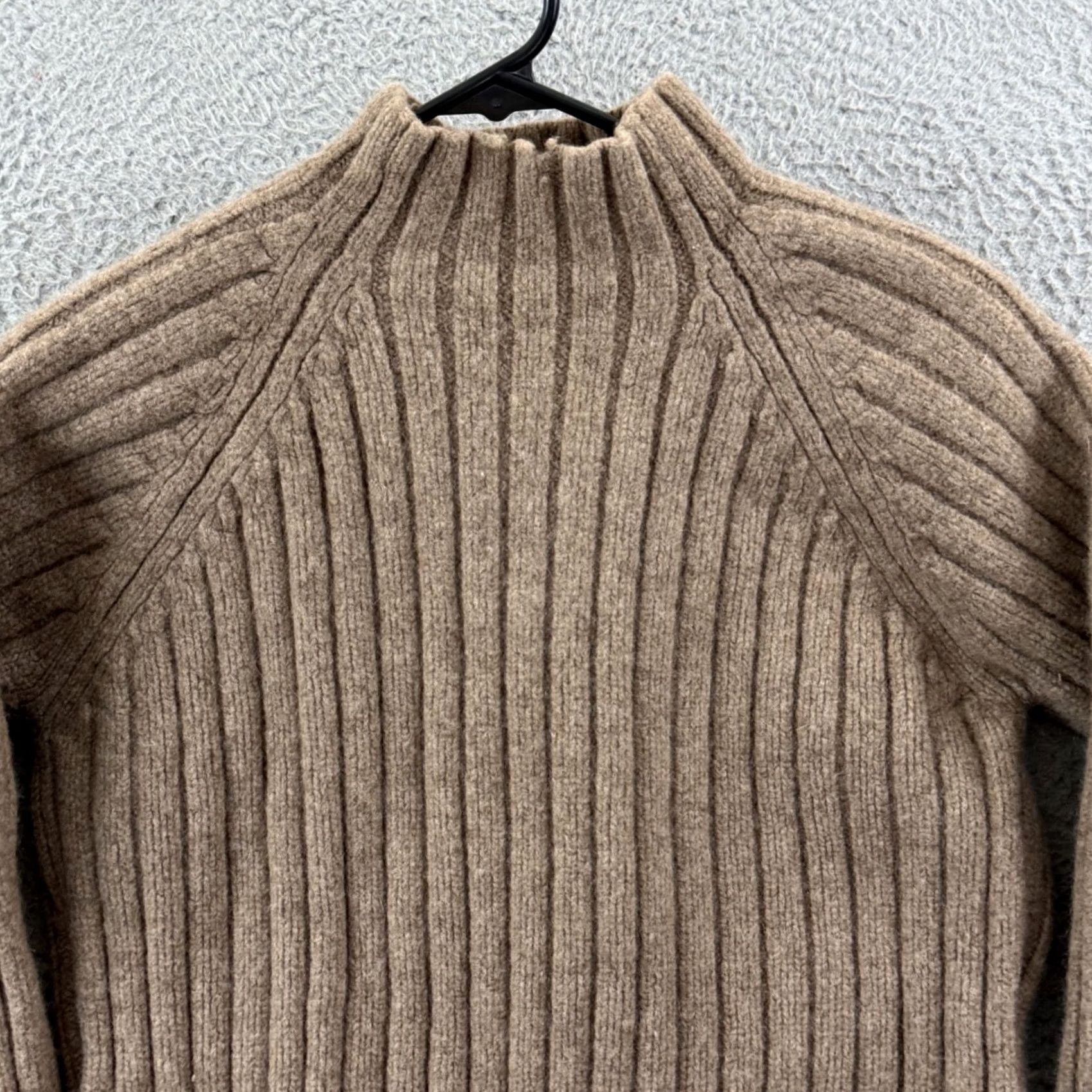 J.Crew J.Crew Brown Mock Neck Chunky Relaxed Rib Knit Lambswool Pullover - Medium Size M / US 6-8 / IT 42-44 - 3 Thumbnail