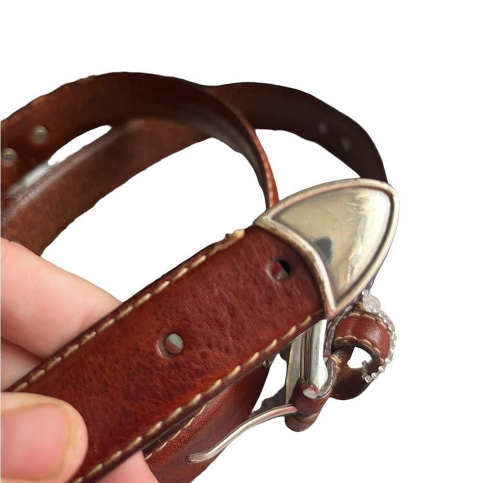Fossil Vintage Fossil leather Golf Theme belt 44” Size 44 - 3 Thumbnail