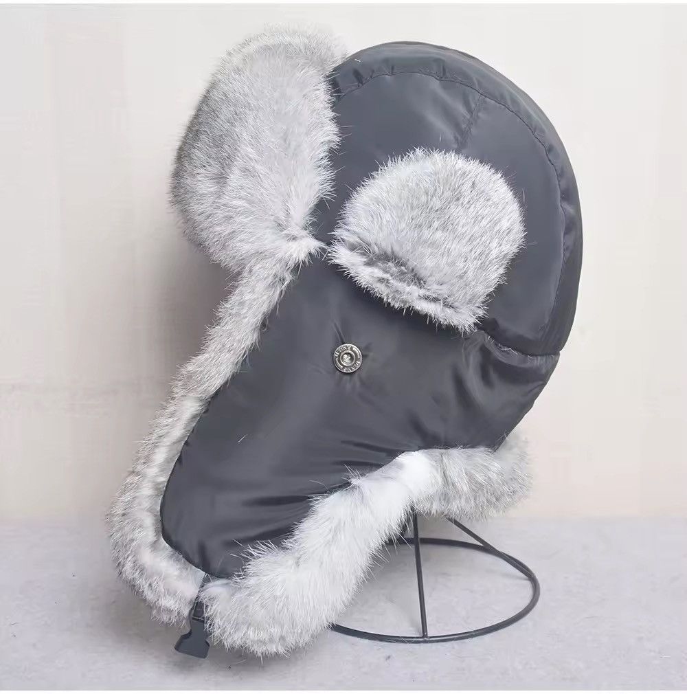 Japanese Brand Rabbit Fur Earflap Trapper Bomber Hat Size ONE SIZE - 3 Thumbnail