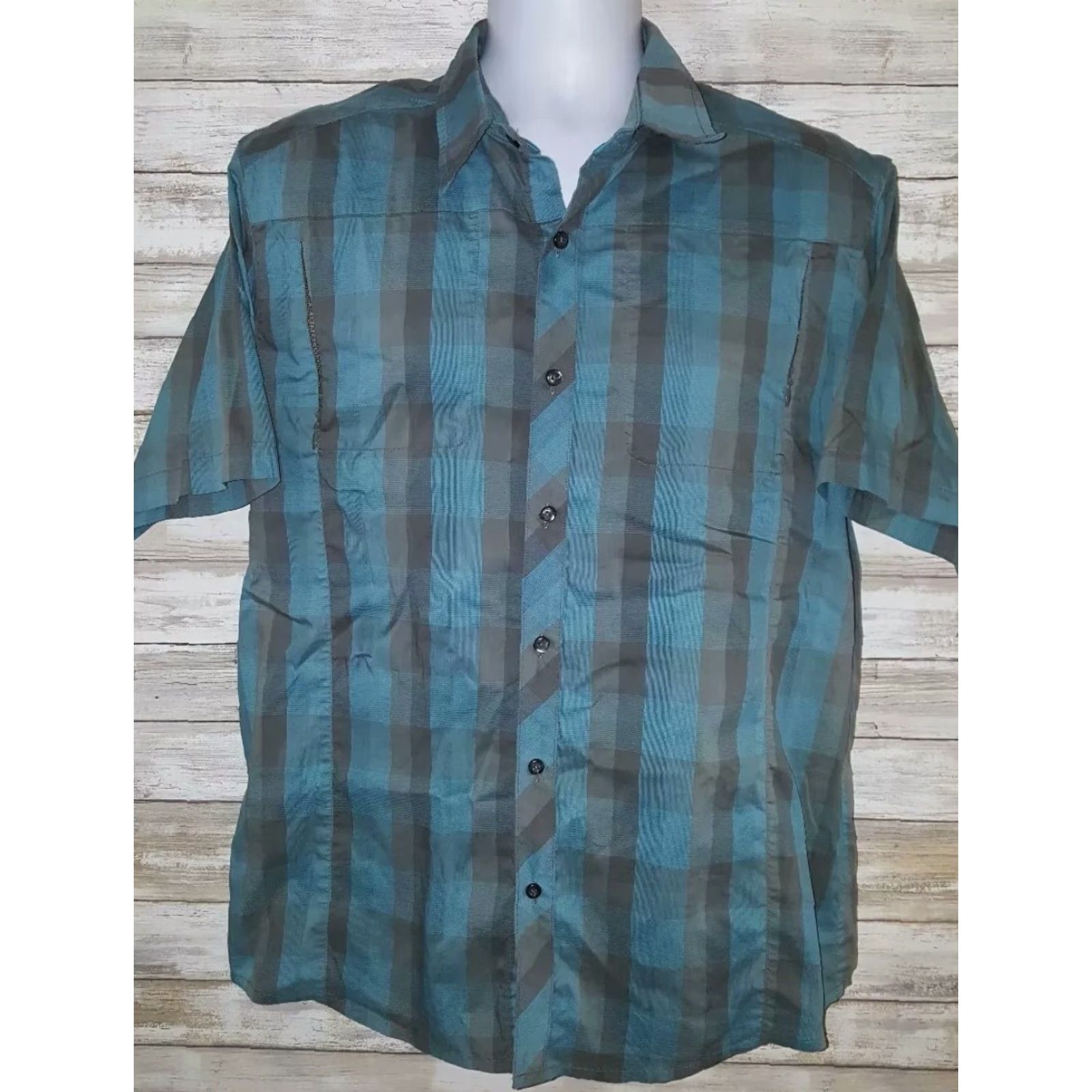 Arc'teryx ARC'TERYK Plaid Blue Gray Short Sleeve Hiking Shirt L Mens Blue Grays Button-Up Shirt Mens L Blue Plaid Hiking Shirt Size US L / EU 52-54 / 3 - 2 Thumbnail