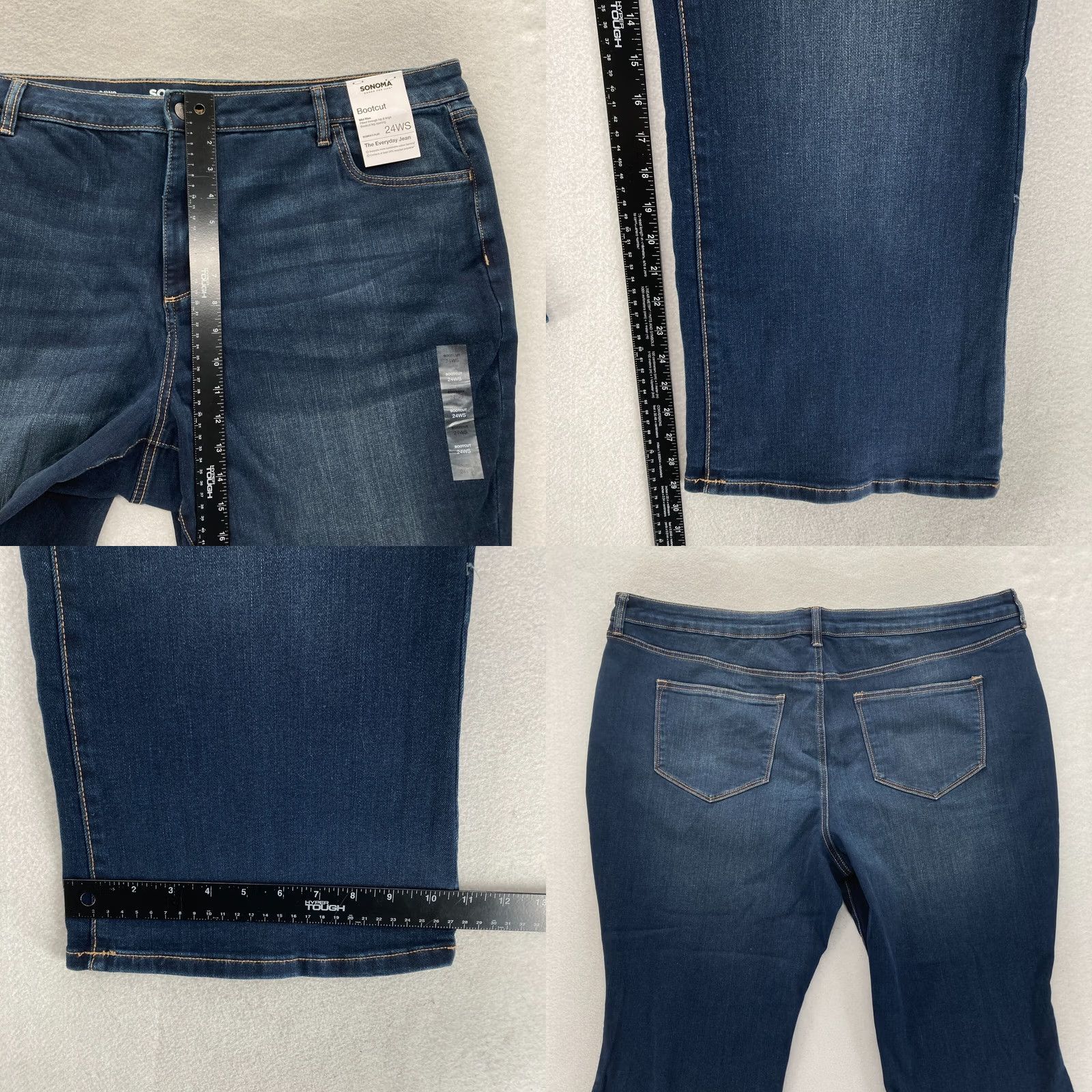 Denime Sonoma Bootcut Jeans Womens Plus 24WS Dark Wash Blue Stretch Denim Mid Rise NWT Size 42" / US 20 - 8 Thumbnail