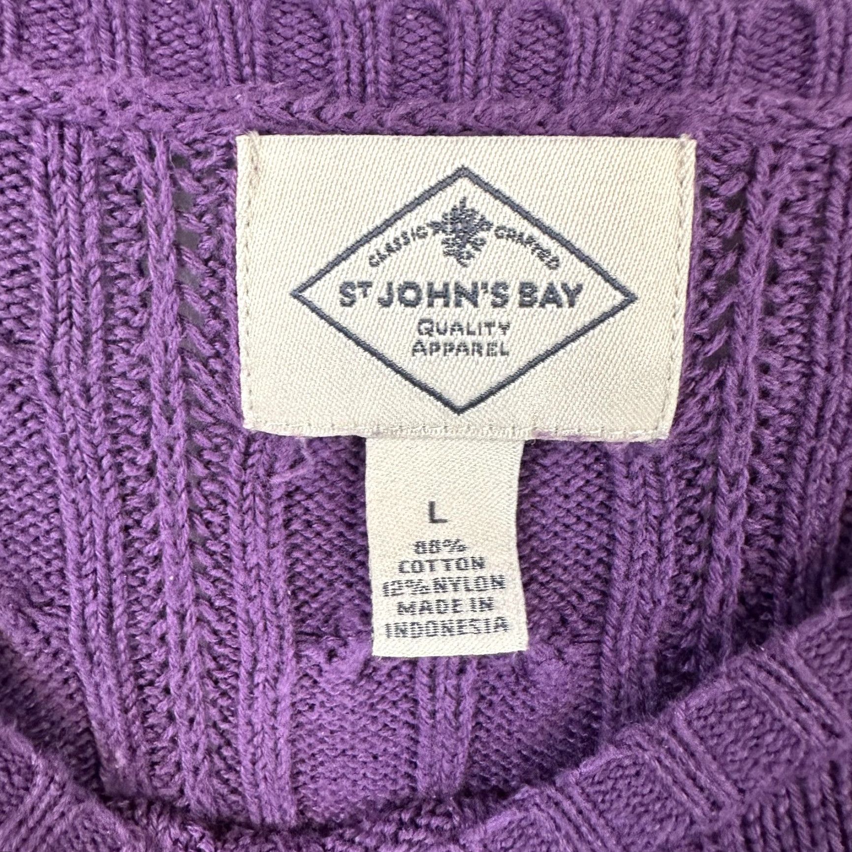 Vintage St. John's Bay Sweater Womens Large Purple Cable Knit Pullover Crewneck Classic Size L / US 10 / IT 46 - 3 Thumbnail
