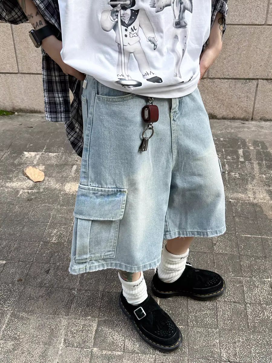 Japanese Brand × Vintage Frayed Wide Leg Waist Cargo Pocket Size US 29 - 4 Thumbnail