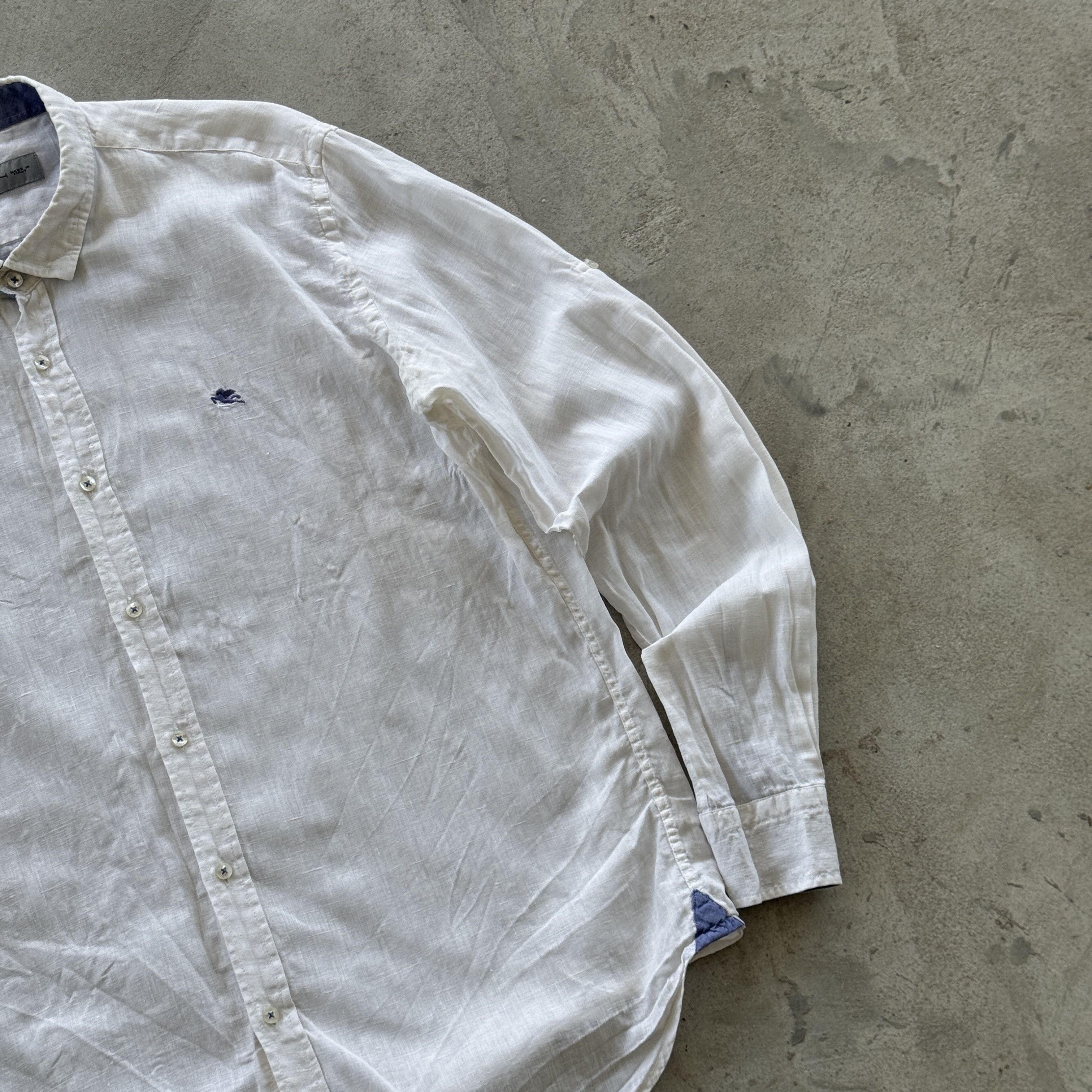 Etro Etro White Linen Shirt Made In Italy Luxury Summer Top 44 Size US L / EU 52-54 / 3 - 2 Thumbnail