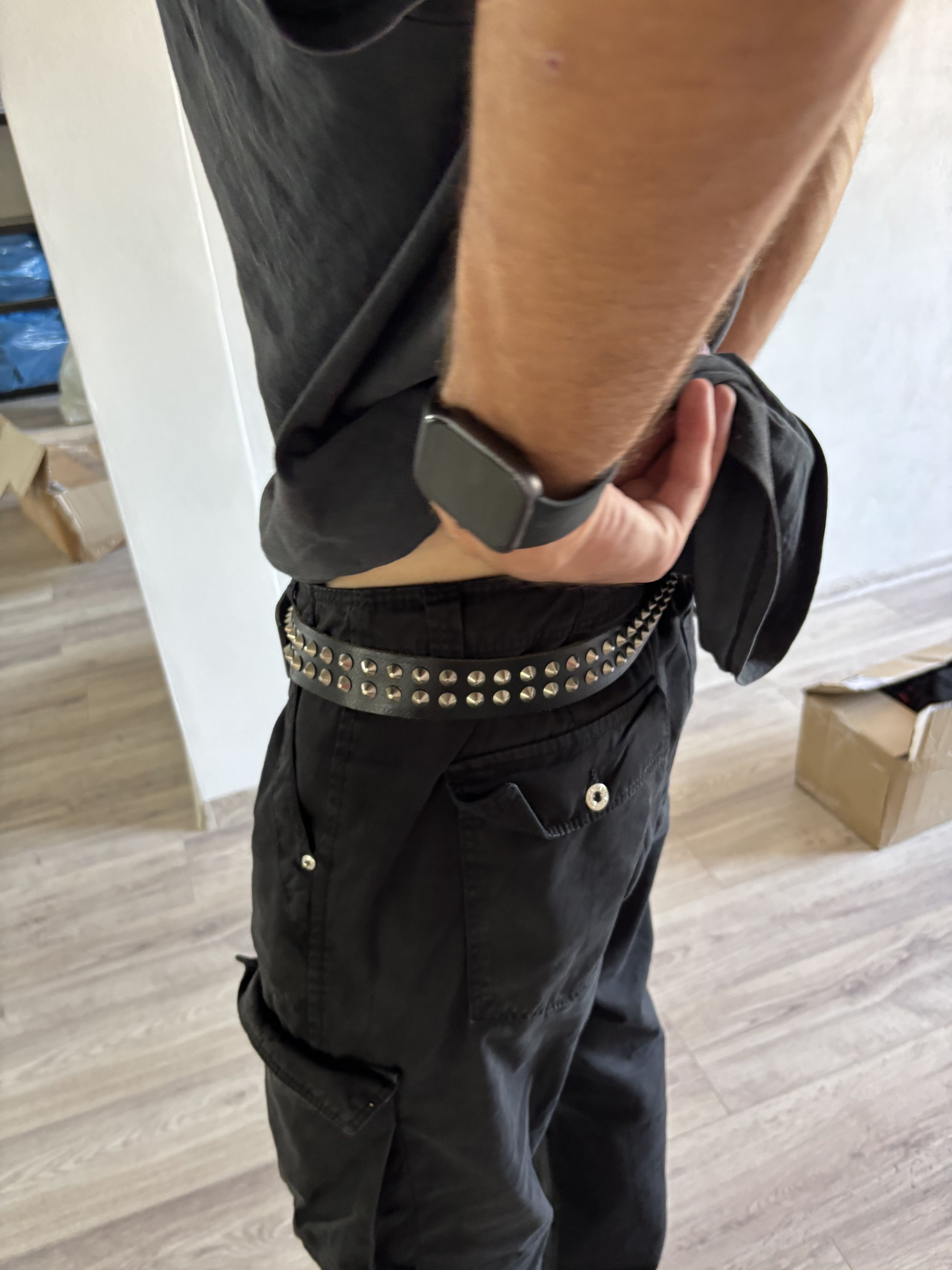 B.B. Simon VTG CHROME HEARTS DIESEL STYLE HEAVY LEATHER METAL BELT Size ONE SIZE - 2 Thumbnail