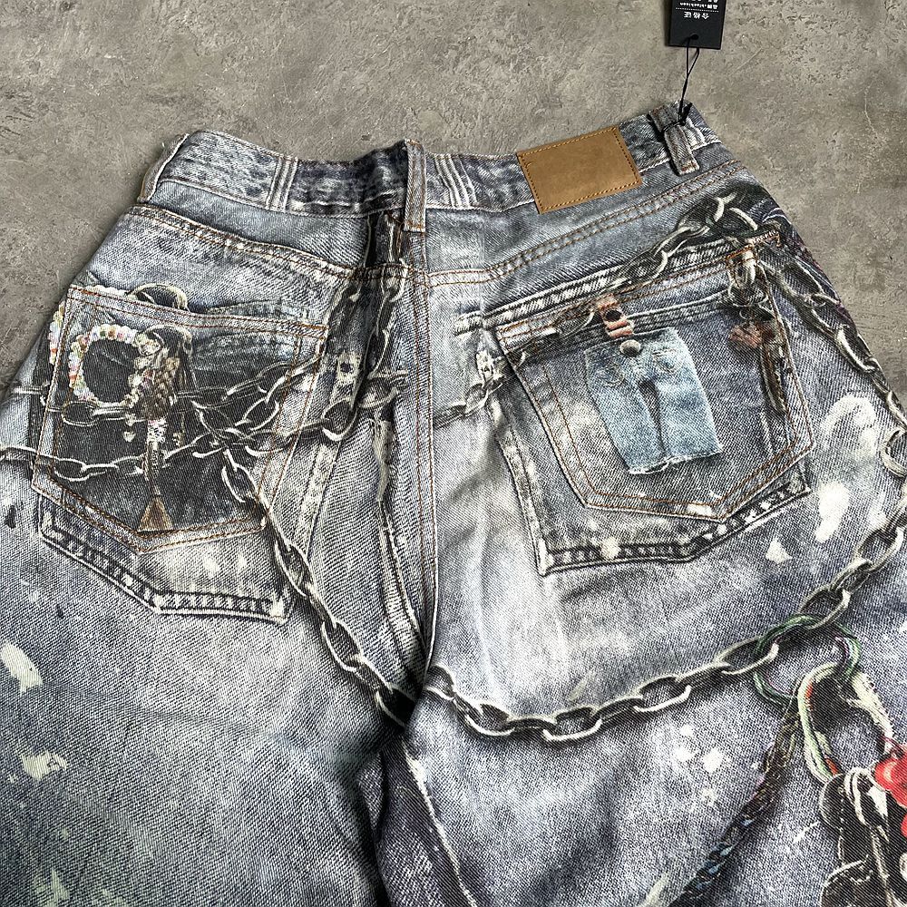 Designer × Japanese Brand Printed Streetwear Baggy Jean Size US 34 / EU 50 - 6 Thumbnail