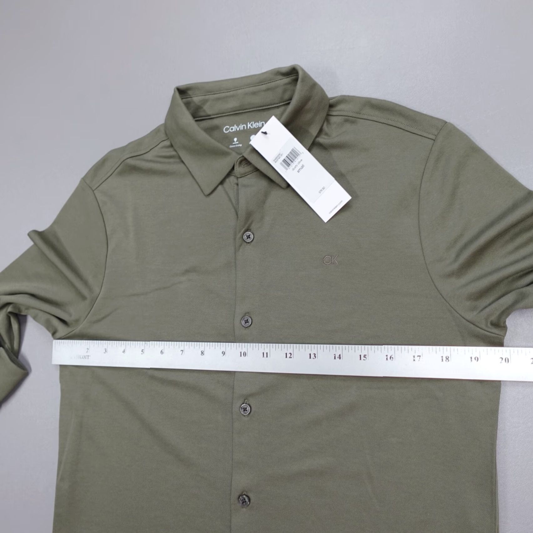 Calvin Klein Calvin Klein Button-Up Shirt Dusty Olive L/S Quick Dry Wicking Size S Men Green Casual Workwear Shirt Size US S / EU 44-46 / 1 - 6 Thumbnail