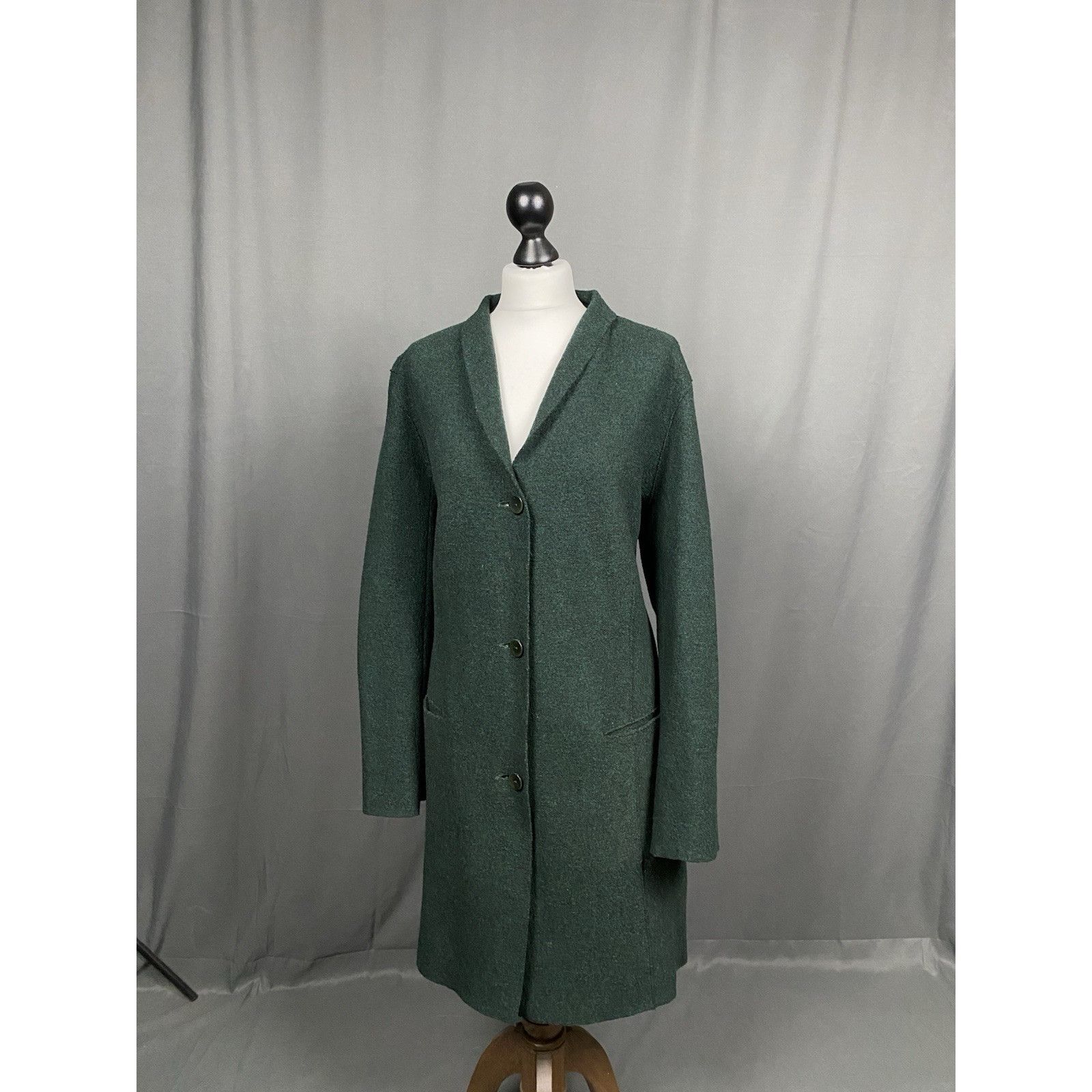 OSKA Oska Boiled Wool Women's Green Long Over Coat Size 3 Size M / US 6-8 / IT 42-44 - 2 Thumbnail