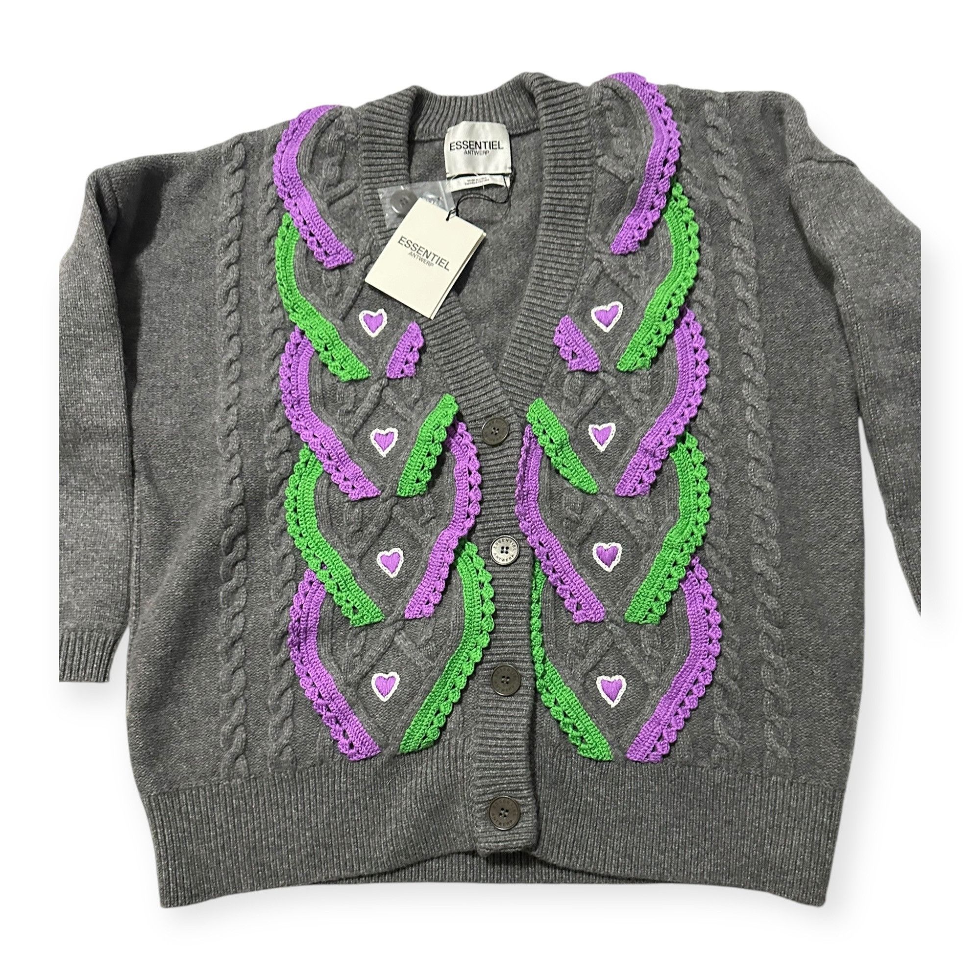 Essentiel Antwerp ESSENTIEL ANTWERP Elk Oversized Wool Cardigan, Size M, Gray, Size M / US 6-8 / IT 42-44 - 7 Thumbnail