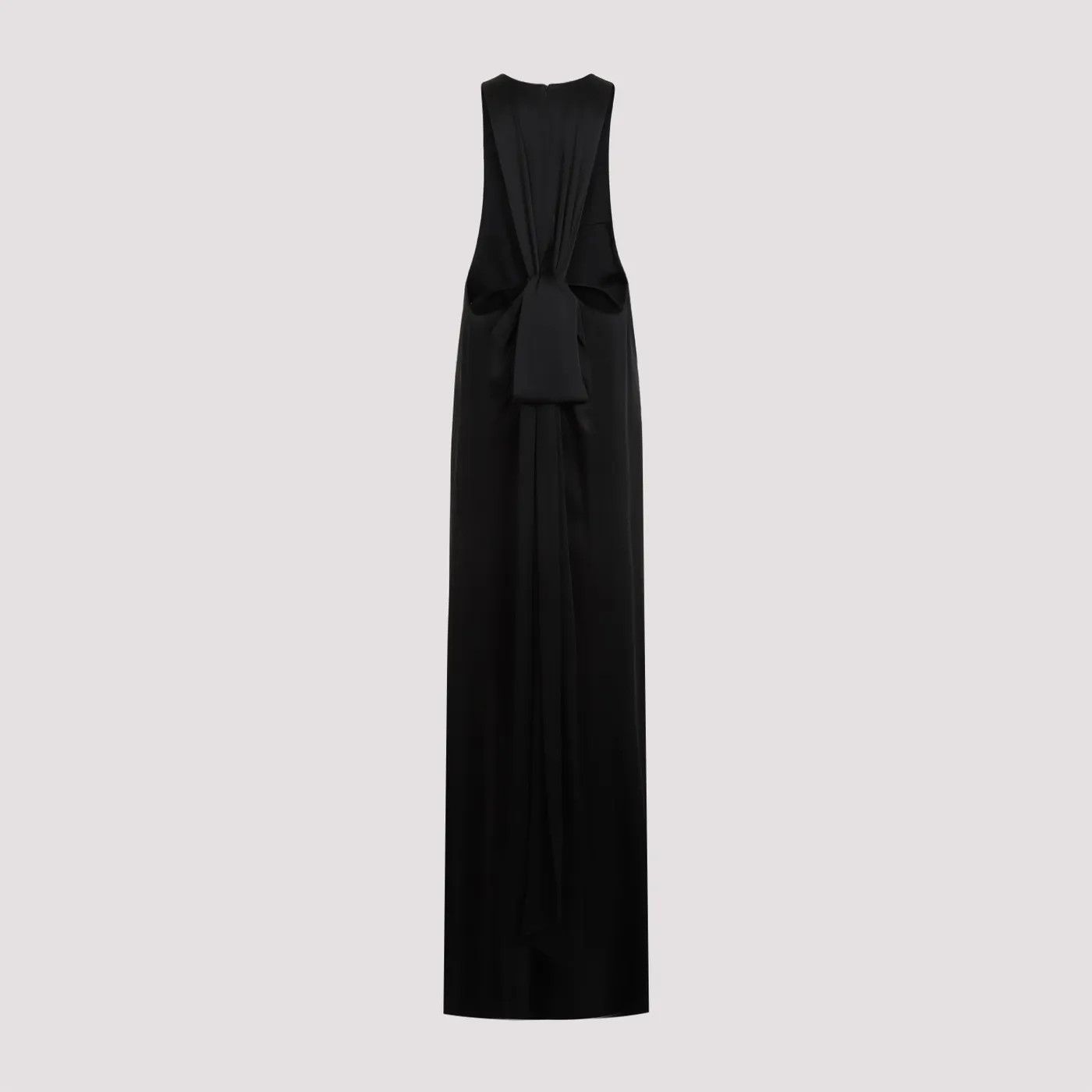 Saint Laurent Paris o1bcso1str1125 Back Tie Dress In Satin Crepe in Black Size XS / US 0-2 / IT 36-38 - 2 Thumbnail
