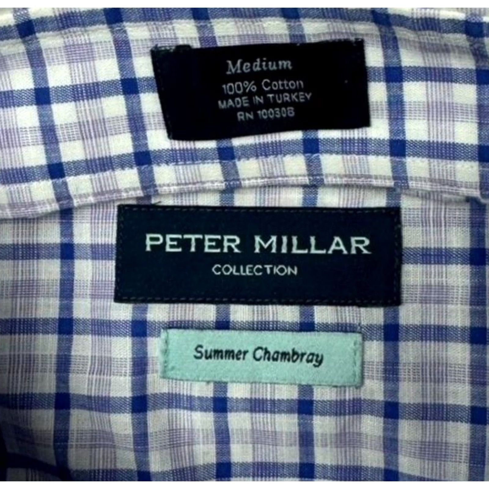 Peter Millar Peter Millar Men's Cotton Summer Chambray L/S Button Shirt Blue Medium Size US M / EU 48-50 / 2 - 3 Thumbnail