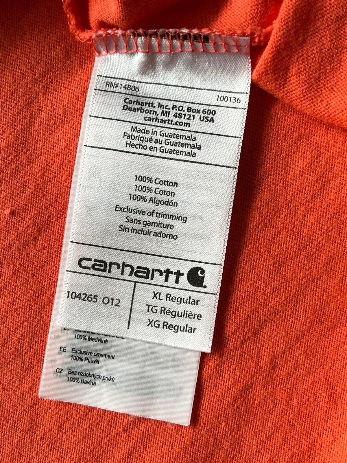 Carhartt Carhartt Sz XL 2020 Spring Fishing Print Orange T-Shirt Rare Size US XL / EU 56 / 4 - 6 Thumbnail
