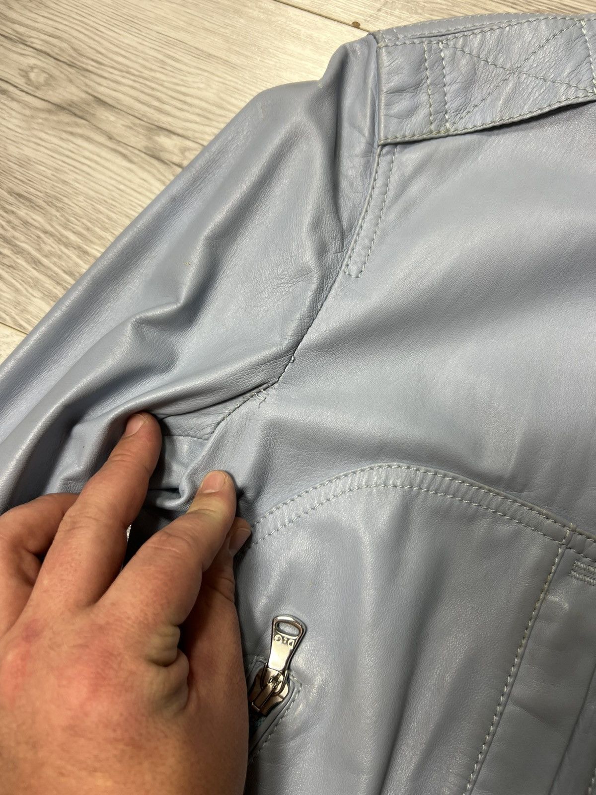 Dolce & Gabbana × Vintage Rare Dolce Gabbana Blue Leather Biker Jacket Size 44 Size M / US 6-8 / IT 42-44 - 7 Thumbnail