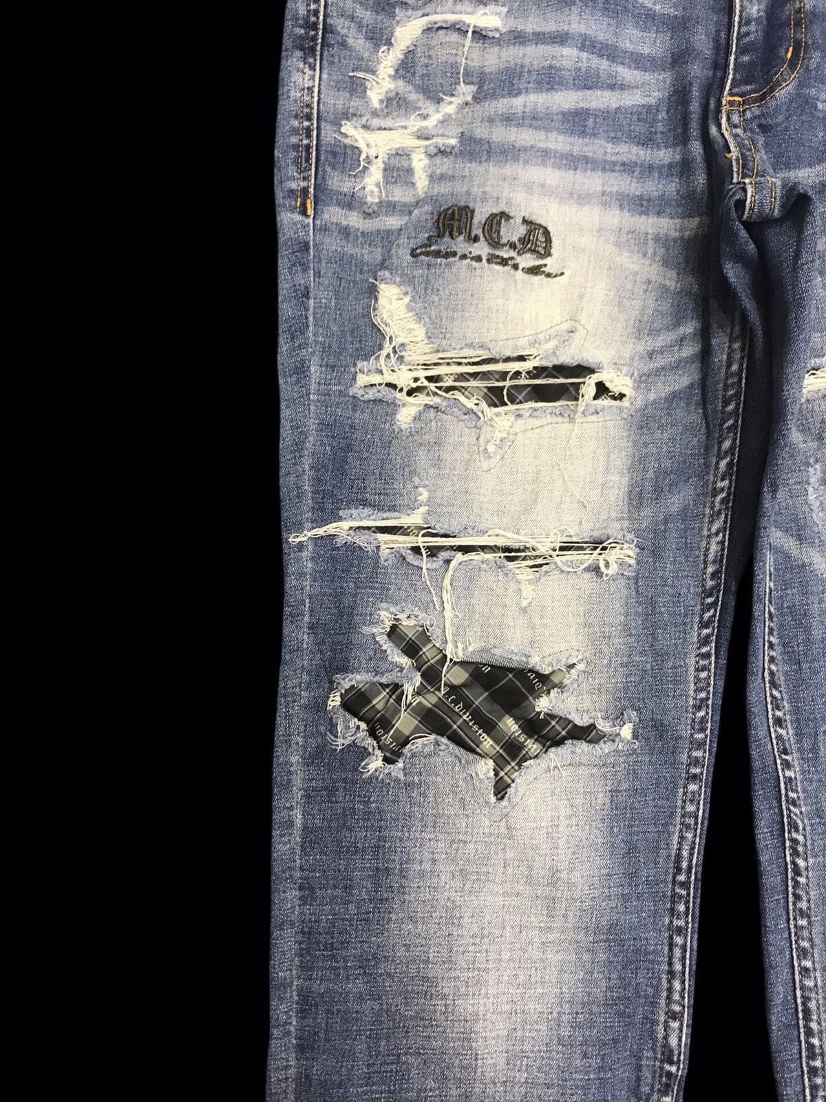 Japanese Brand 💥DENIM ART💥MCD Heavy Distressed Punk Stonewash Denim F142 Size US 33 - 5 Thumbnail