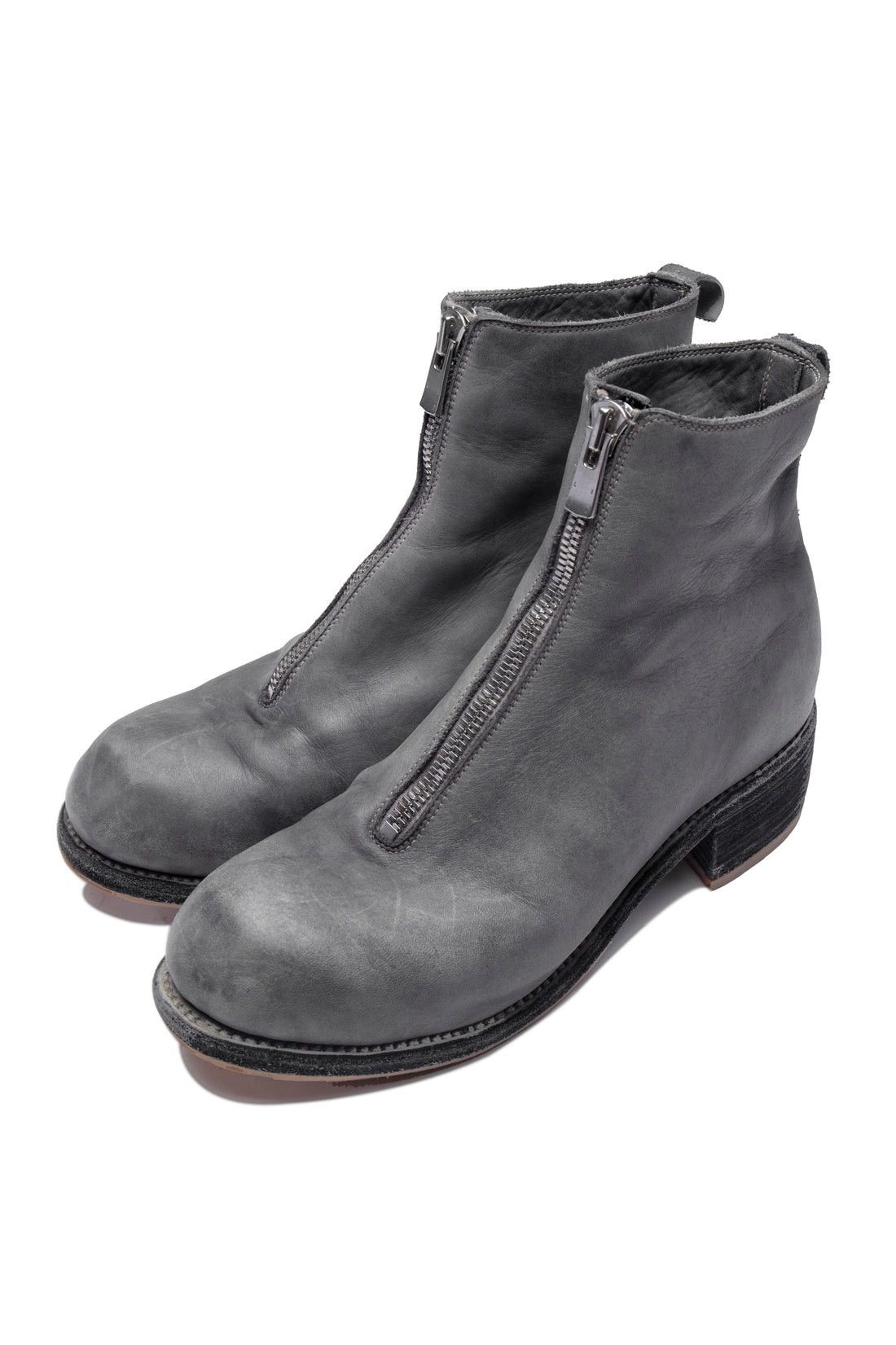 Pre-owned Guidi Pl1 Grey Leather Boots With Gum Sole In Gray