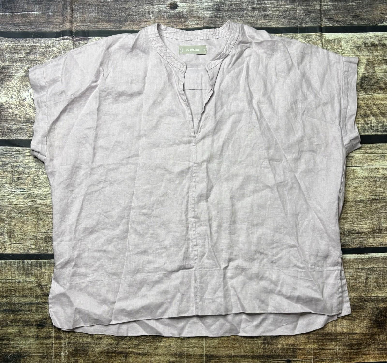 Everlane Everlane Top Womens Size 10 Linen V-Neck Light Lavender Size L / US 10 / IT 46 - 1 Thumbnail