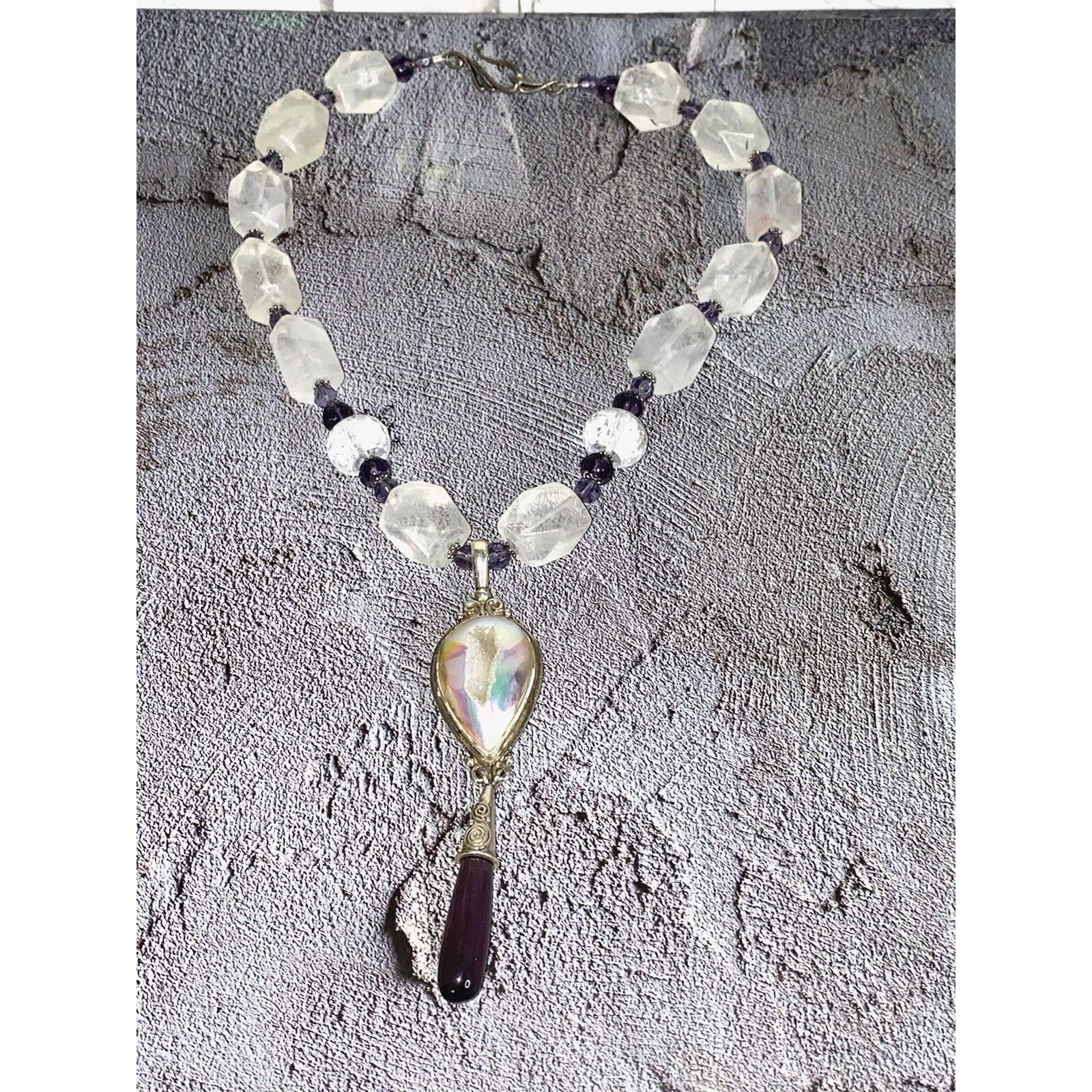 The Unbranded Brand SAJEN 925 STATEMENT PURPLE Catseye & DRUZY QUARTZ NECKLACE Size ONE SIZE - 5 Thumbnail