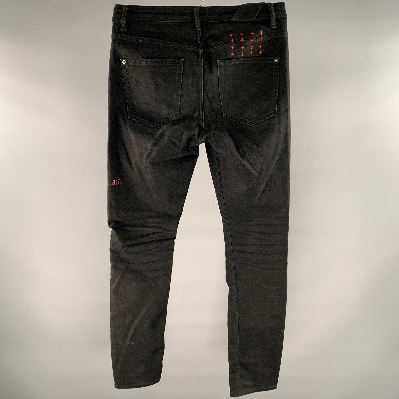 Ksubi KSUBI Size 32 Black Embroidered Cotton Slim Fit Jeans Size US 32 / EU 48 - 3 Thumbnail