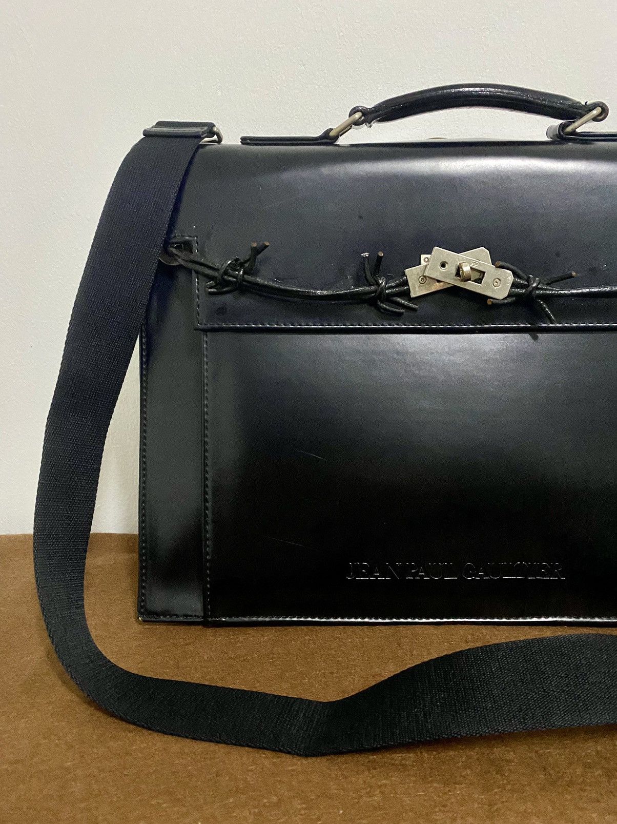 Jean Paul Gaultier Rare 90s JPG Birkin Kelly Leather GothicBriefcase Bag Size ONE SIZE - 9 Thumbnail