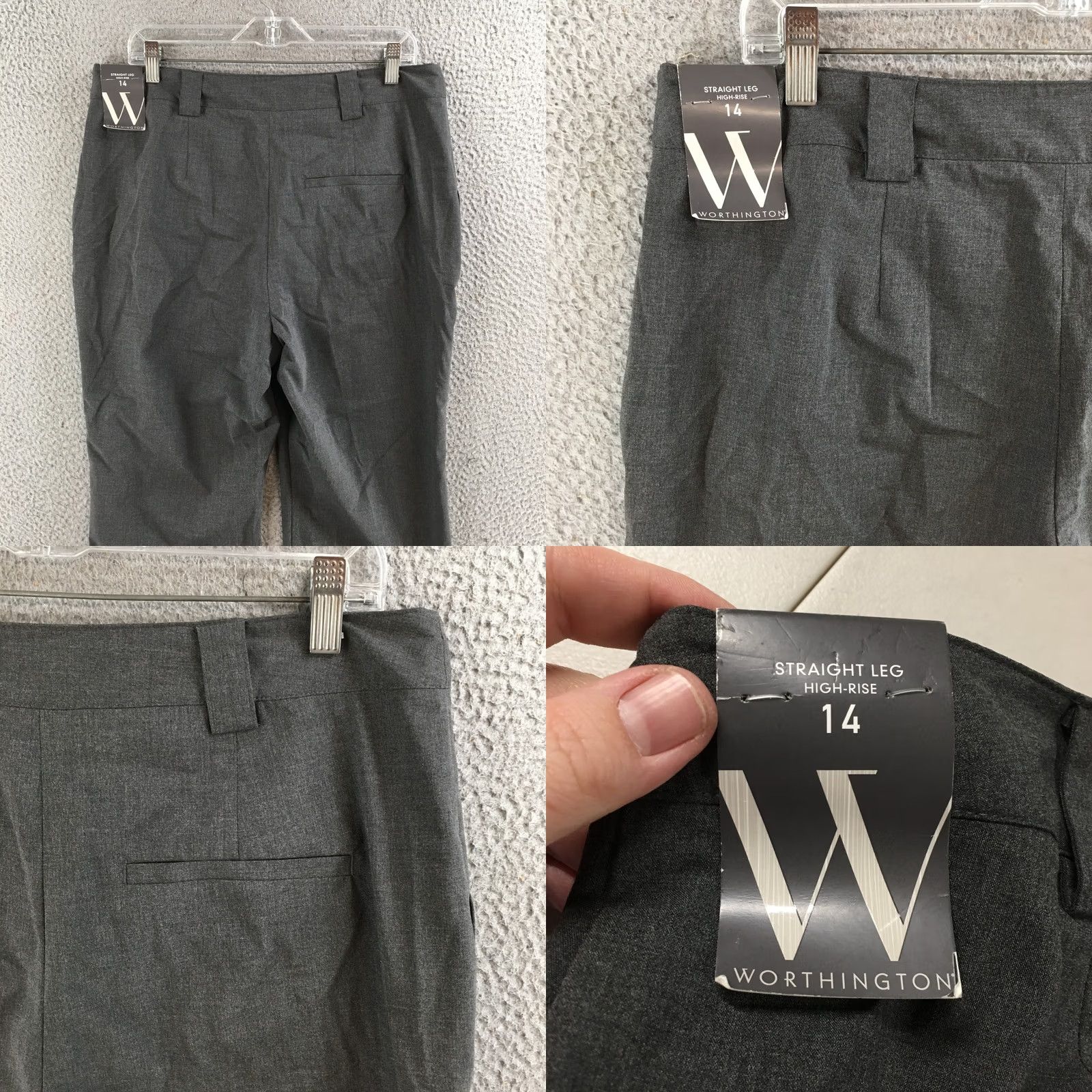Worthington Worthington Dress Pants Womens 14 Straight Leg High Rise Casual Heather Gray NEW Size 36" / US 14 / IT 50 - 9 Thumbnail