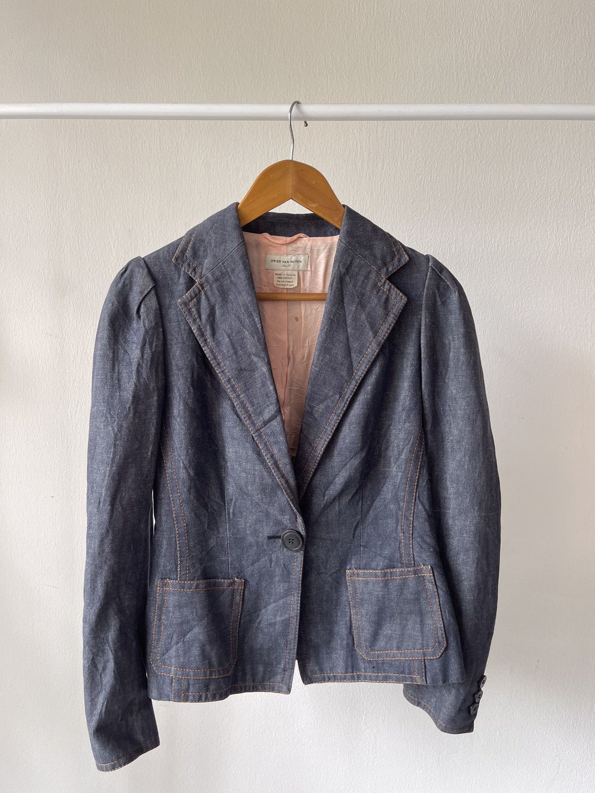 Dries Van Noten Dries Van Noten Denim One Button Blazer Size S / US 4 / IT 40 - 1 Thumbnail