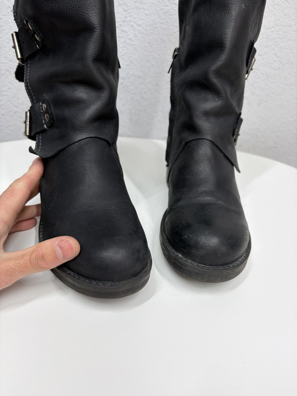 If Six Was Nine Vintage Italian AS 98 Rick Owens Style Leather Biker Boots Size US 7 / IT 37 - 11 Thumbnail