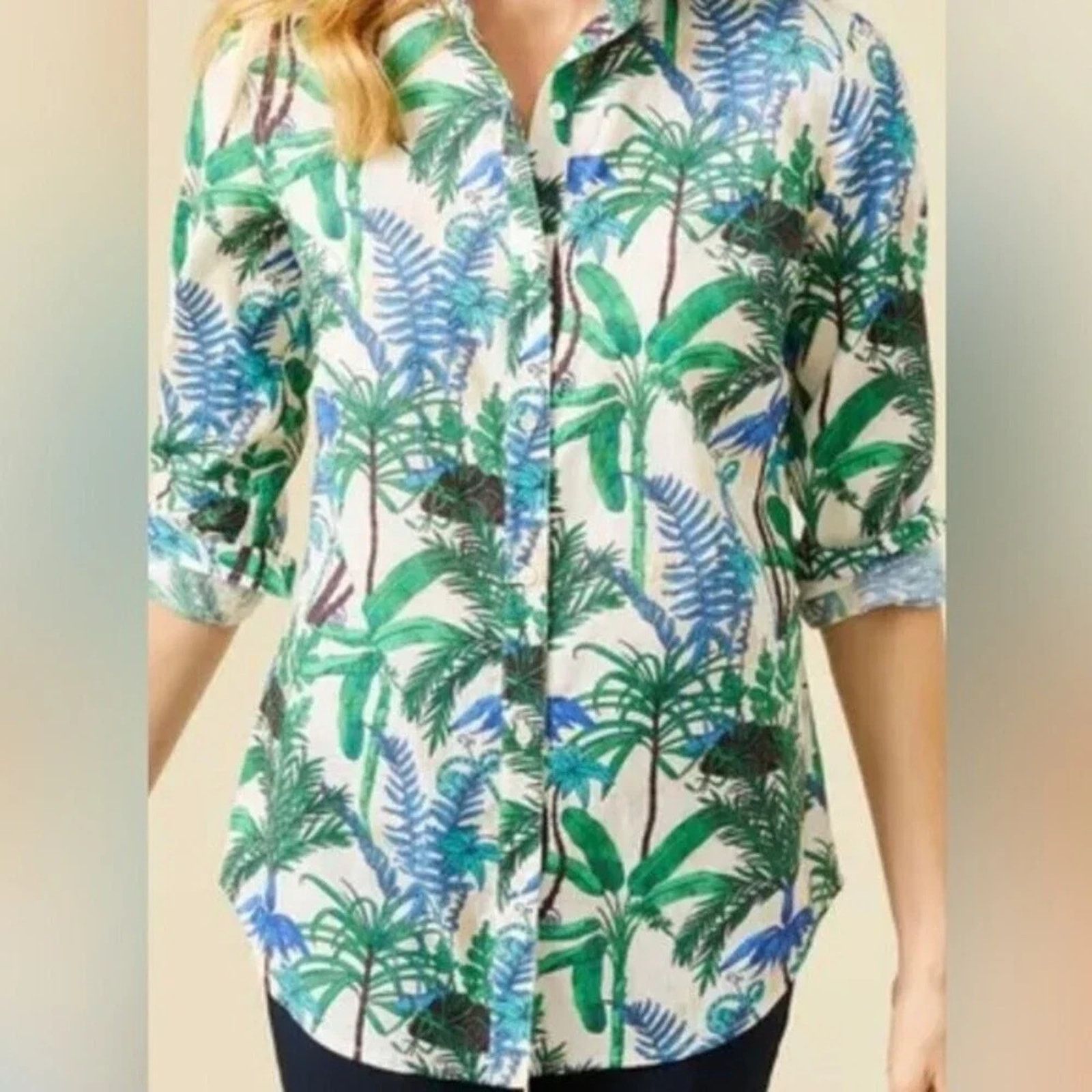 J.McLaughlin J. McLaughlin Lois shirt in palm forest, size 26 Size 4XL / US 24-26 - 1 Thumbnail