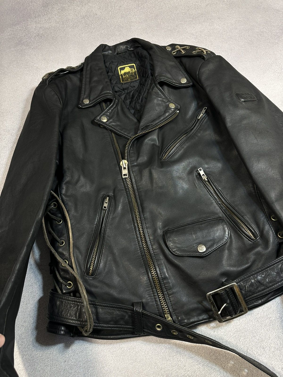Other Vintage IXS Men’s Moto Heavy Lace-up Leather Jacket Sz M Size US M / EU 48-50 / 2 - 6 Thumbnail
