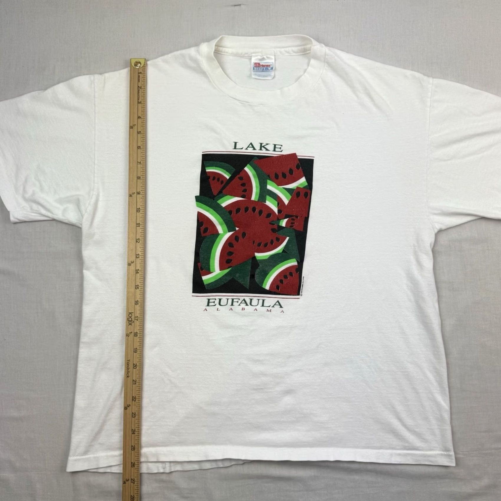 Hanes VINTAGE Hanes Watermelon Lake Eufaula Alabama T Shirt Adult XL White Cotton Nature Outdoor Summer 90s Mens Size US XL / EU 56 / 4 - 7 Thumbnail