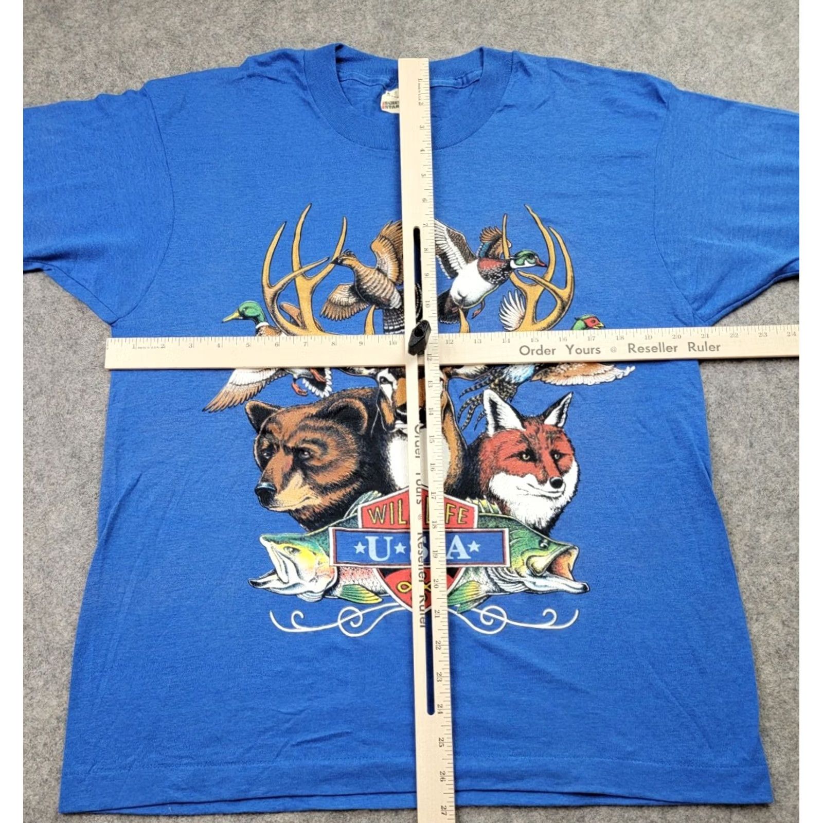 Vintage VINTAGE Wildlife USA Shirt Screen Stars Adult Large Blue Painted Graphic Animals T-Shirt Mens Womens Unisex Size US L / EU 52-54 / 3 - 6 Thumbnail
