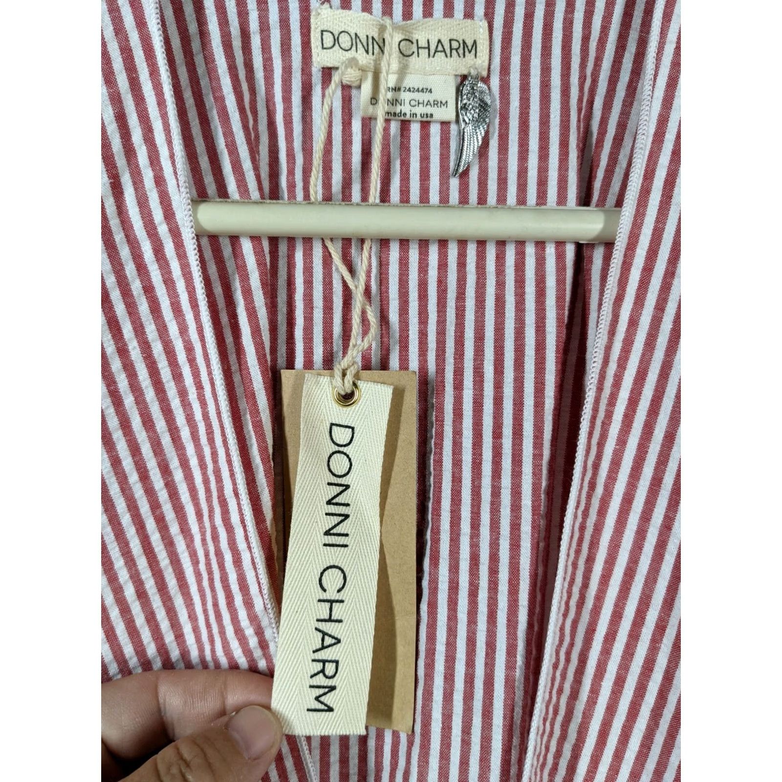 Cotton On Donni Charm Cotton One Size PONCHO Open front Red White Striped Cape Blouse Womens Shirt Casual Vintage: No Size ONE SIZE - 3 Thumbnail
