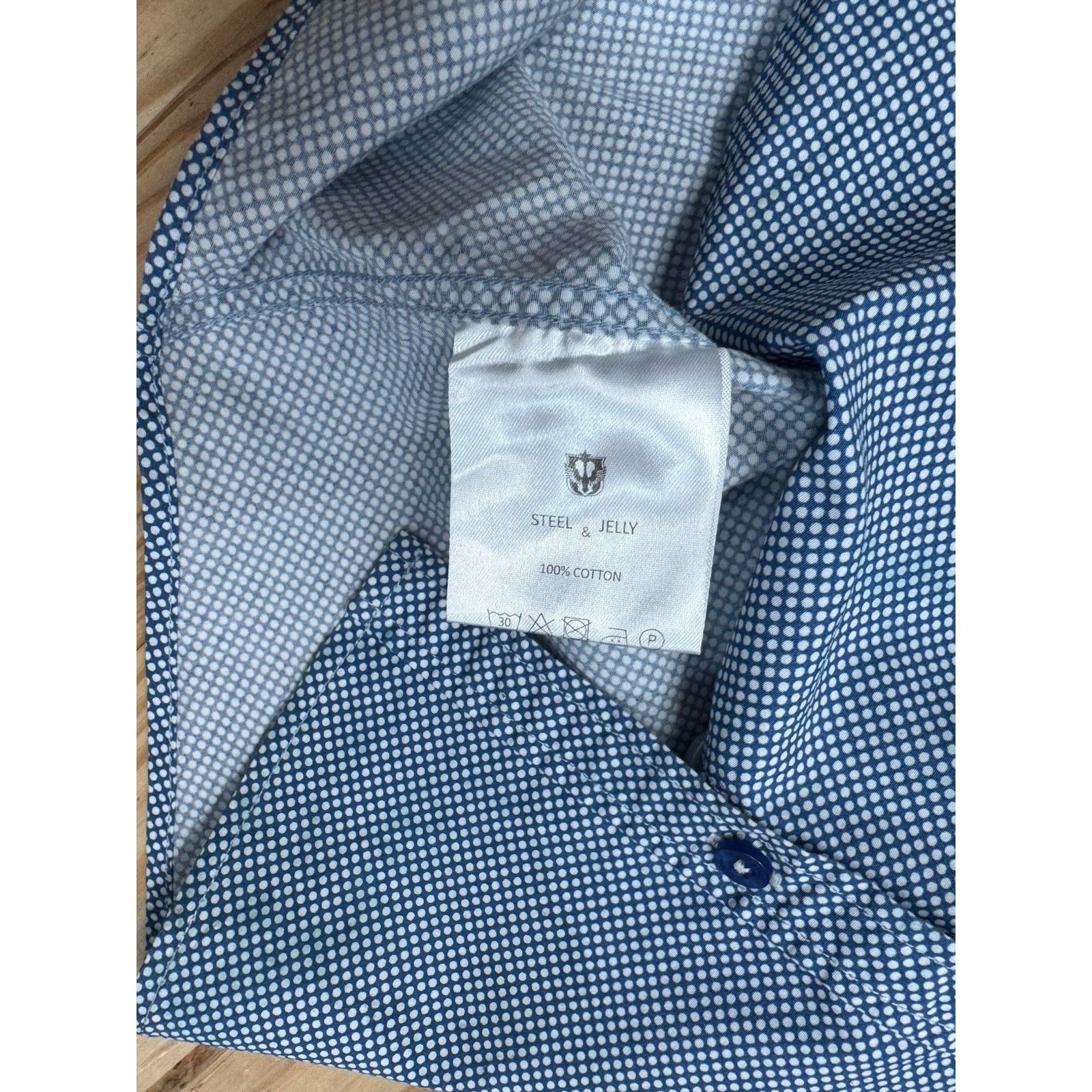 Other Steel & Jelly London Men L Blue Short Sleeve Athletic Fit Size US L / EU 52-54 / 3 - 9 Thumbnail