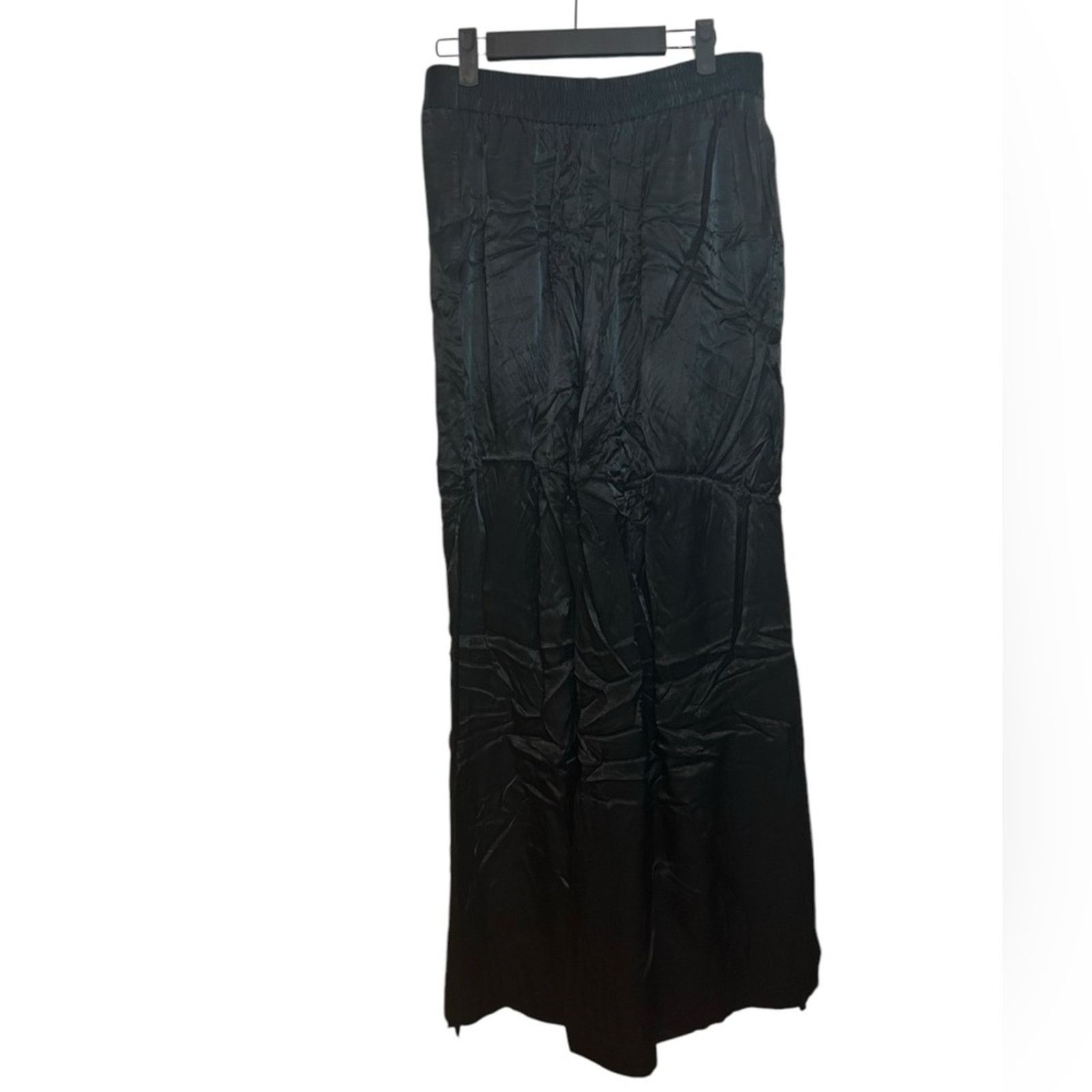 Express Express Black Satin High Waisted Flare High Slit Pants Size 27" / US 4 / IT 40 - 2 Thumbnail