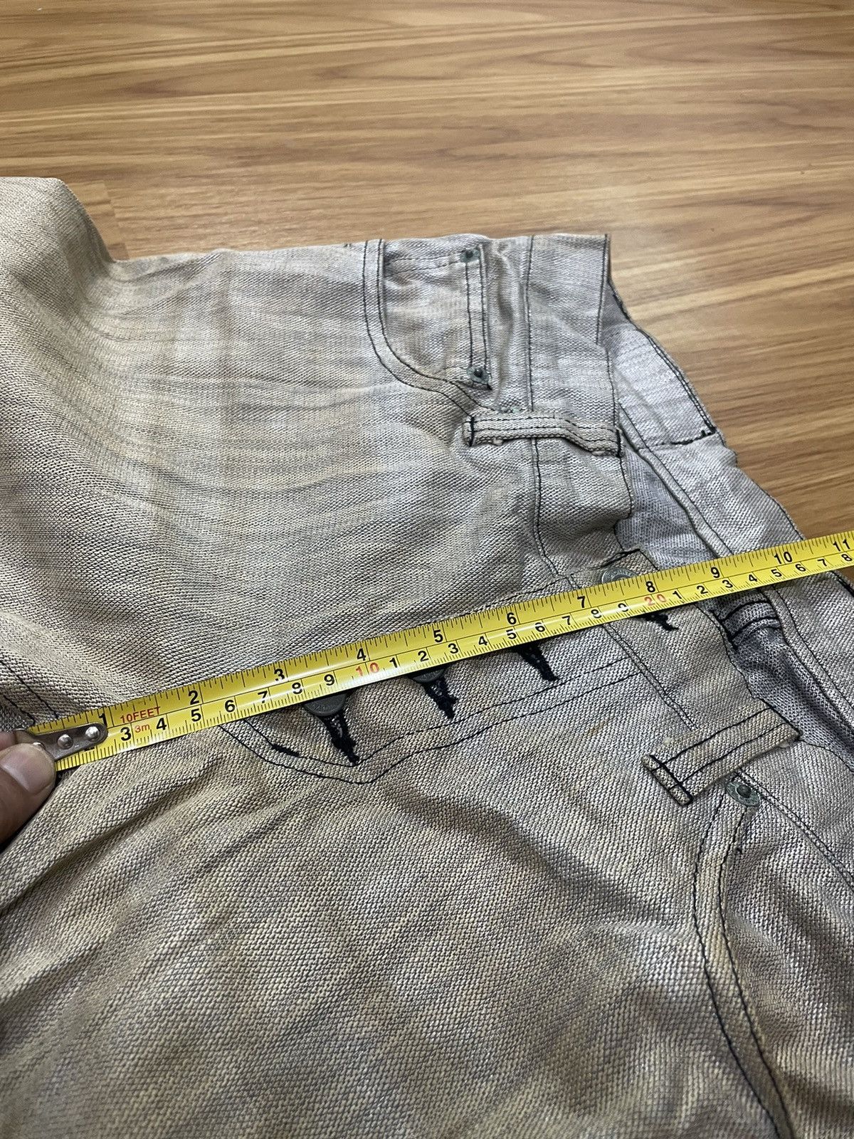 Tornado Mart Tornado Mart Waxed Silver Coated Flared Denim Pant Size US 32 / EU 48 - 18 Thumbnail